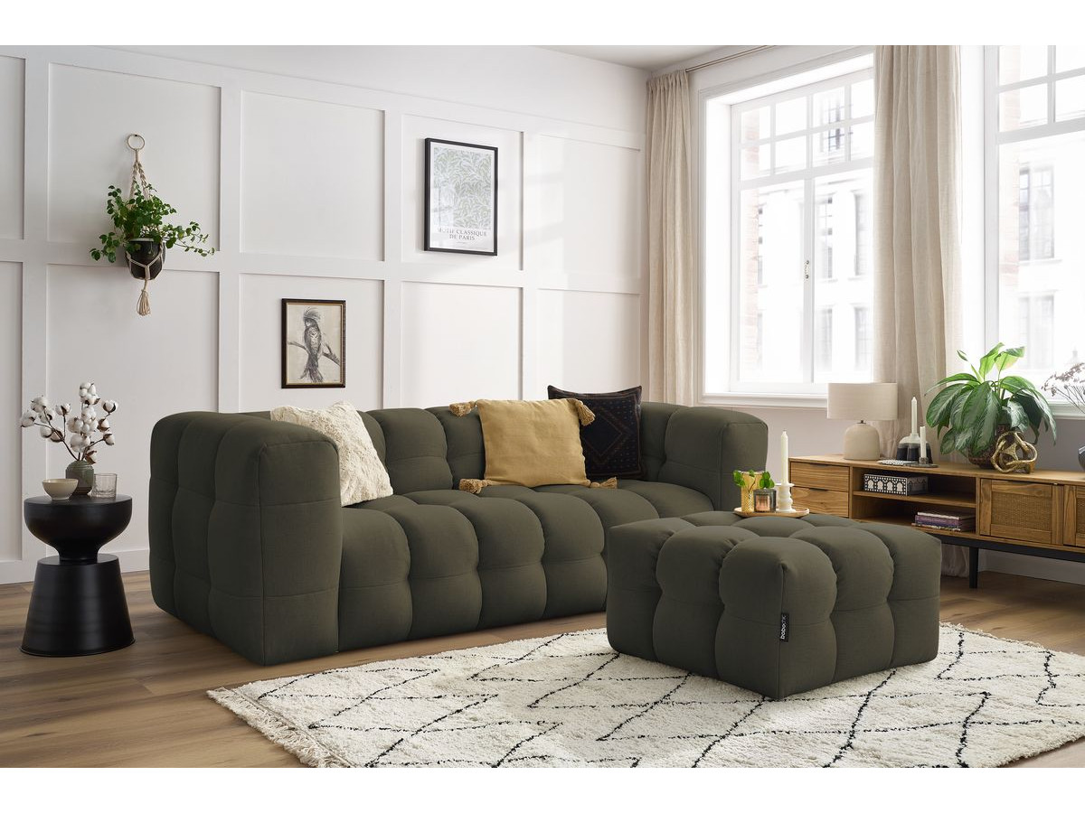 Bobochic Cloud Sofa 4-Sitzer mit Pouf Stoff Grün