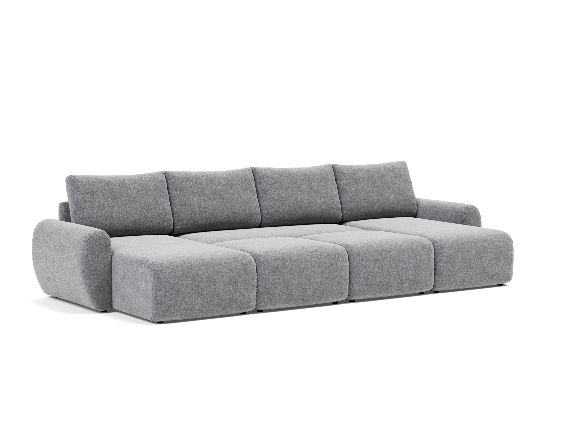 Schlafsofa Norum U-Form mit Curve-Armlehnen Strukturierter Stoff Twist 565-Granite
