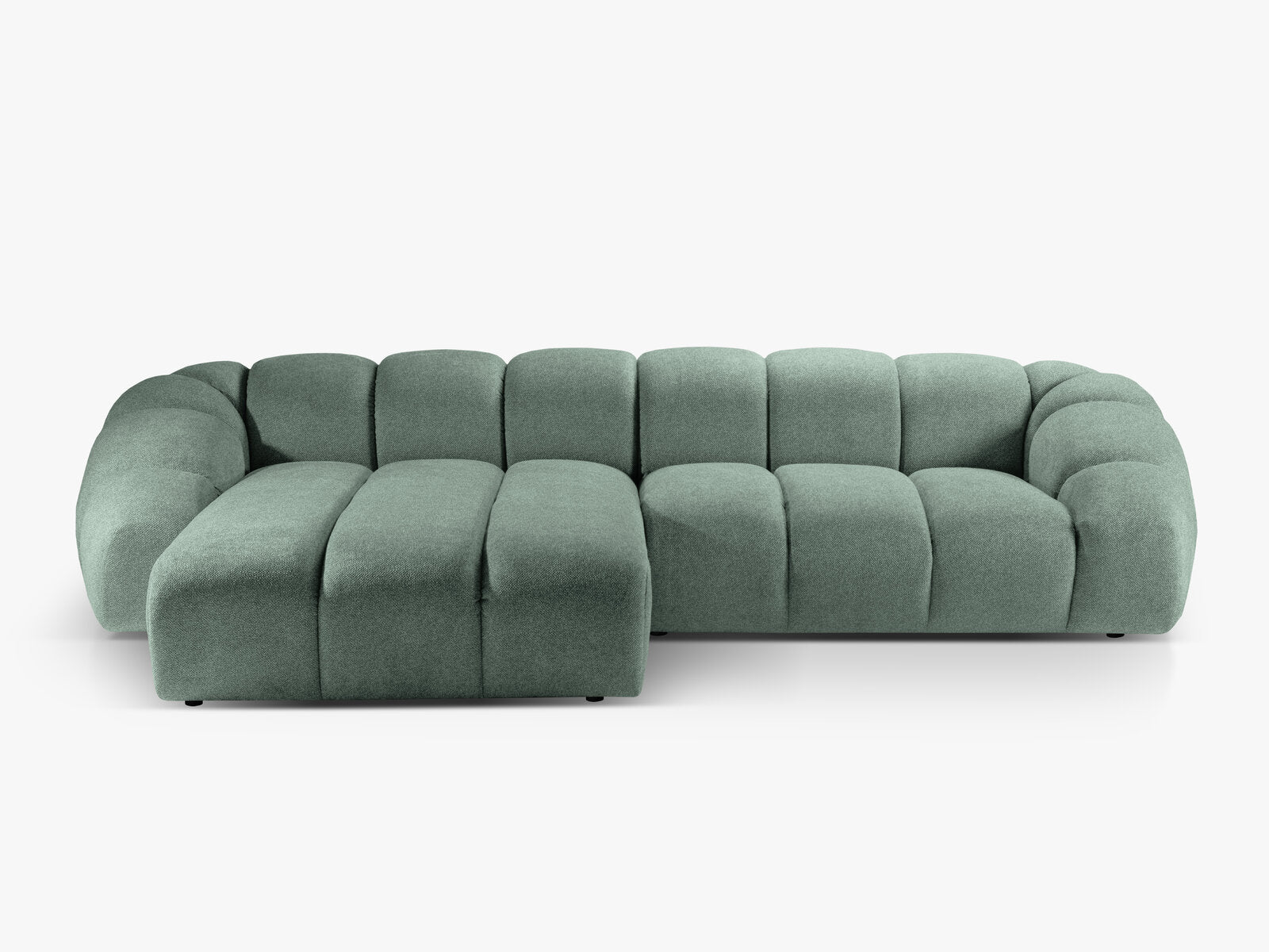 Micadoni Ecksofa Diana 4-Sitzer Links Strukturierter Samtstoff Minze