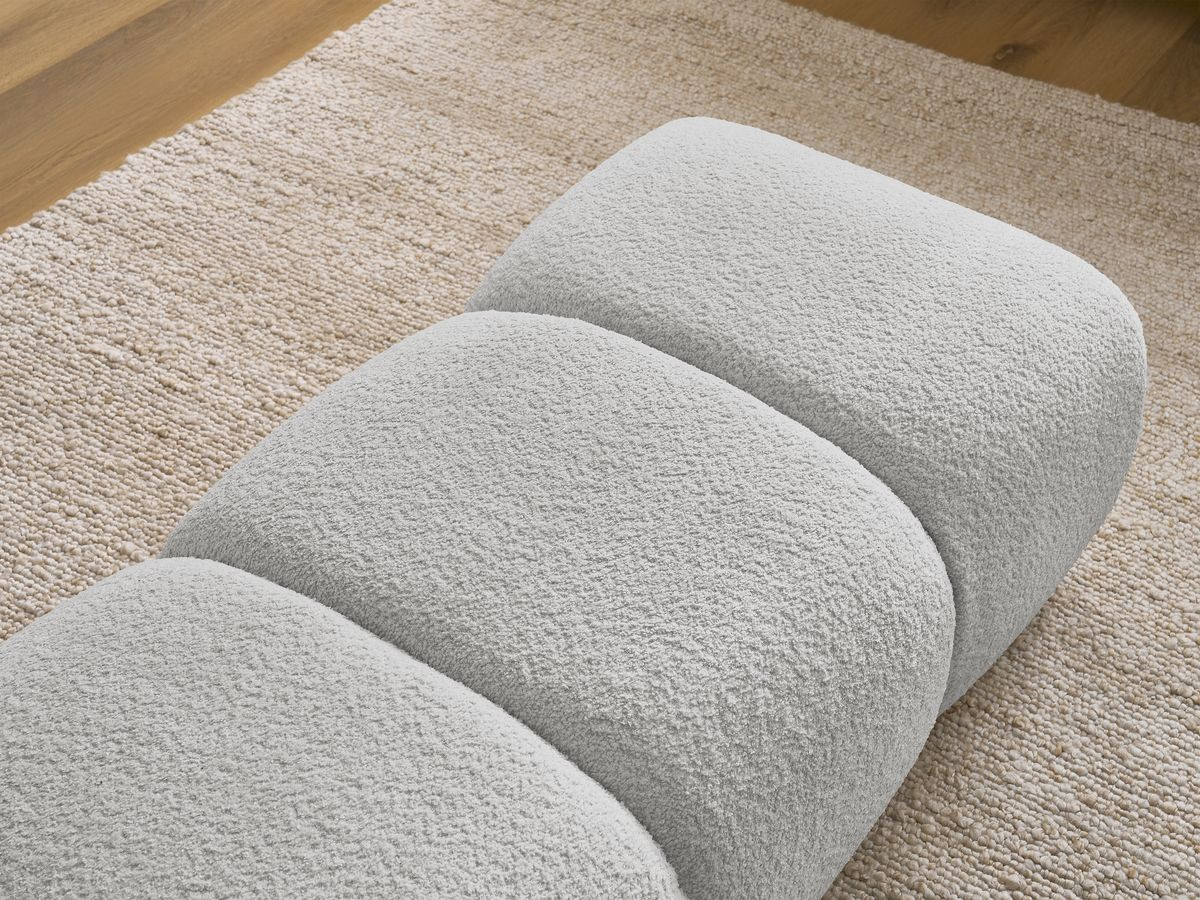 Bobochic Pamira Pouf Bouclé-Stoff Hellgrau
