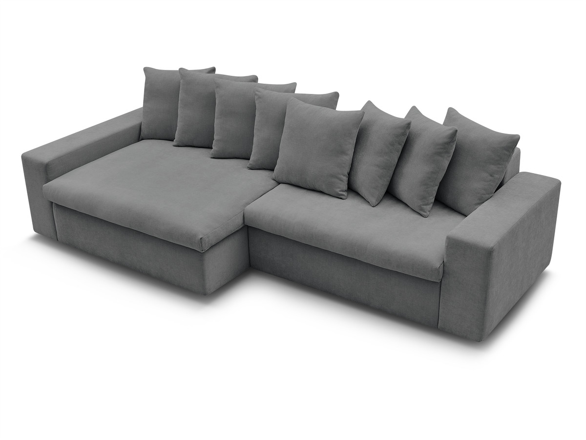 Bobochic Enore Ecksofa 330 × 100 cm Stoff Dunkelgrau Ecke links