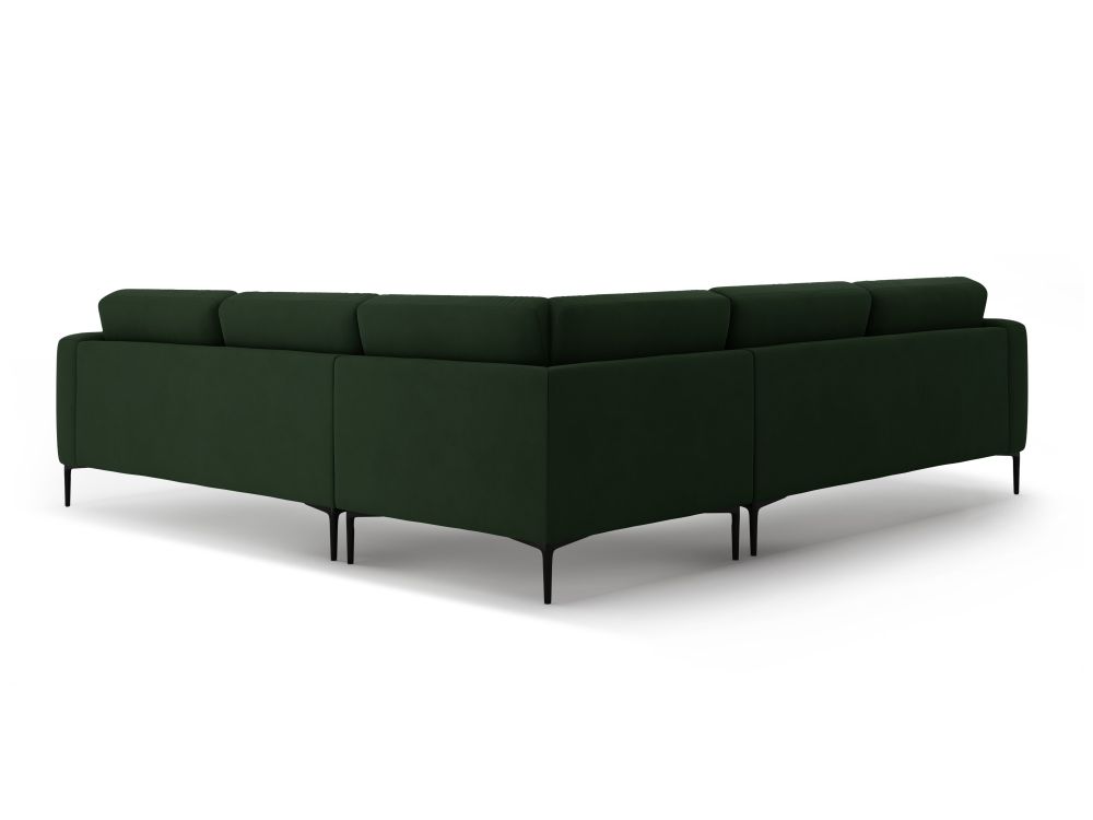 Cosmopolitan Design Symmetrisches Ecksofa Lazio 5-Sitzer Samt Salvador Flaschengrün
