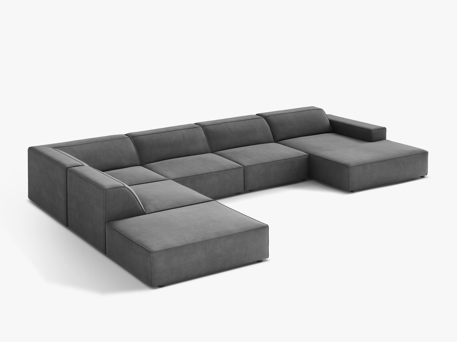 Micadoni Panorama-Ecksofa Jodie 7-Sitzer Samt Venus Grau Links
