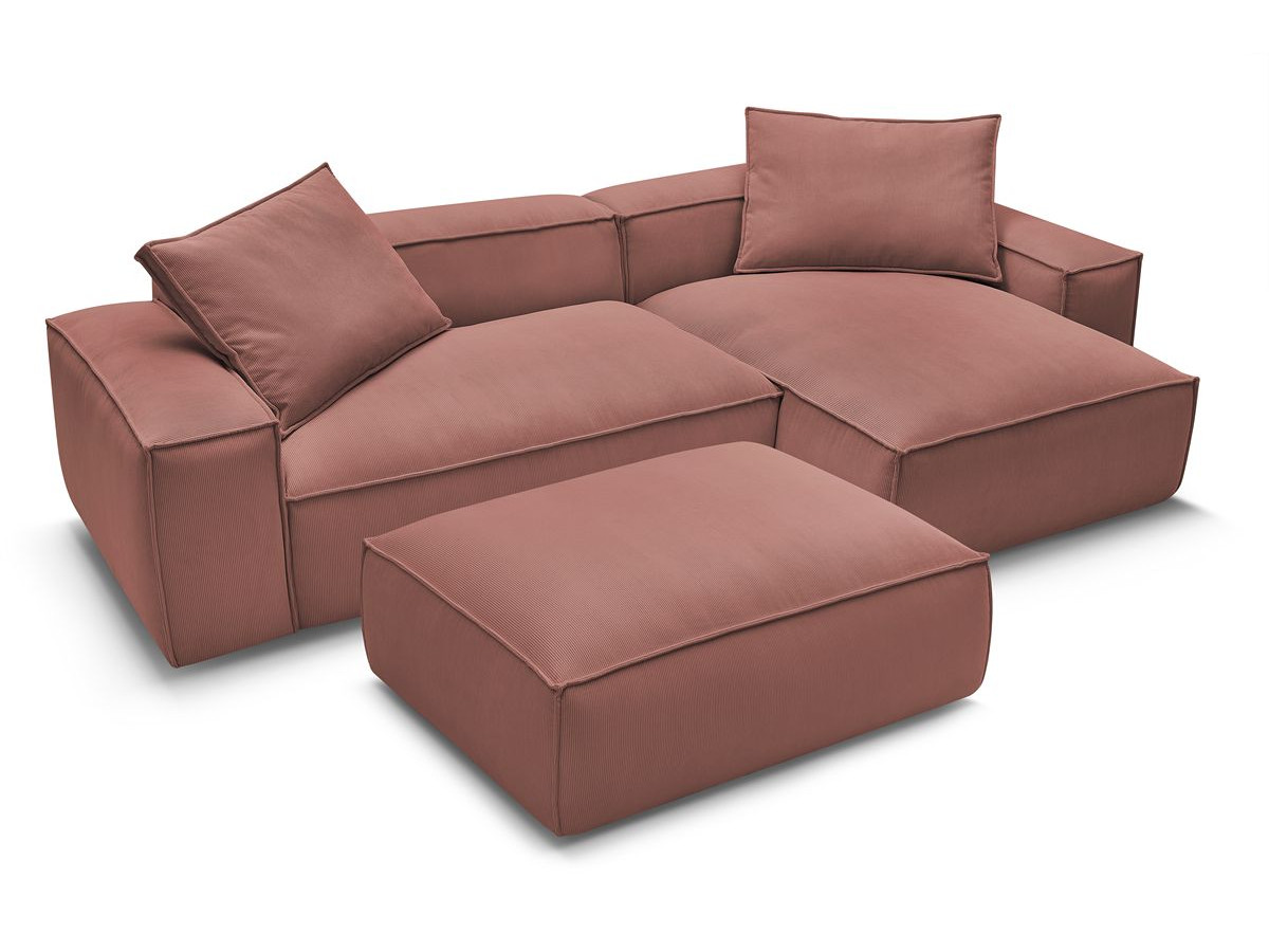 Bobochic Boheme Ecksofa mit Pouf Cordsamt Rosa