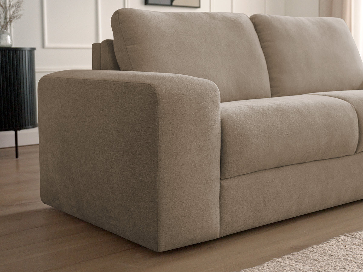 Bobochic Ibiza Schlafsofa 3-Sitzer Strukturstoff Taupe, Liegefläche 140 × 196 cm