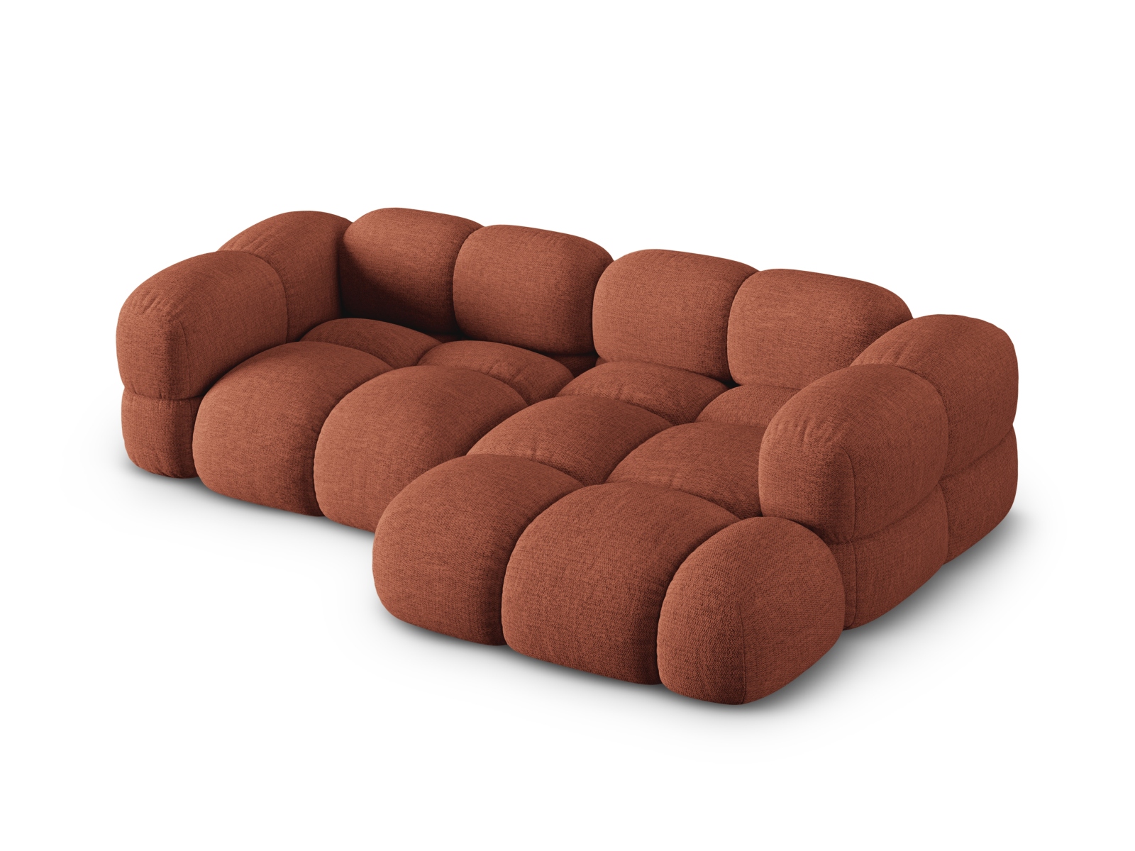 Cosmopolitan Design Ecksofa Loretto 3-Sitzer Strukturierter Stoff Sorella Koralle Rechts