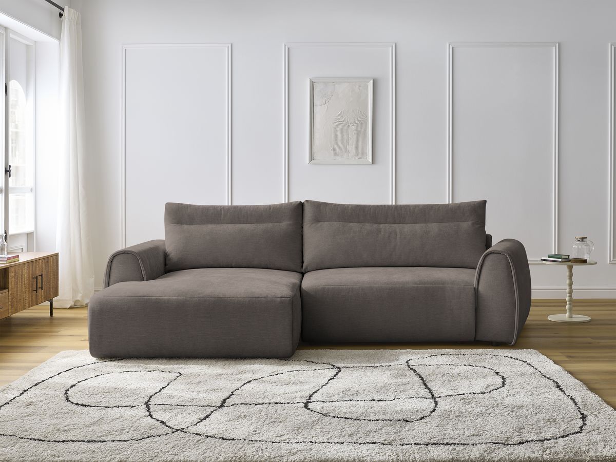 Bobochic Aden Ecksofa 293 × 152 cm Stoff Taupe Ecke links
