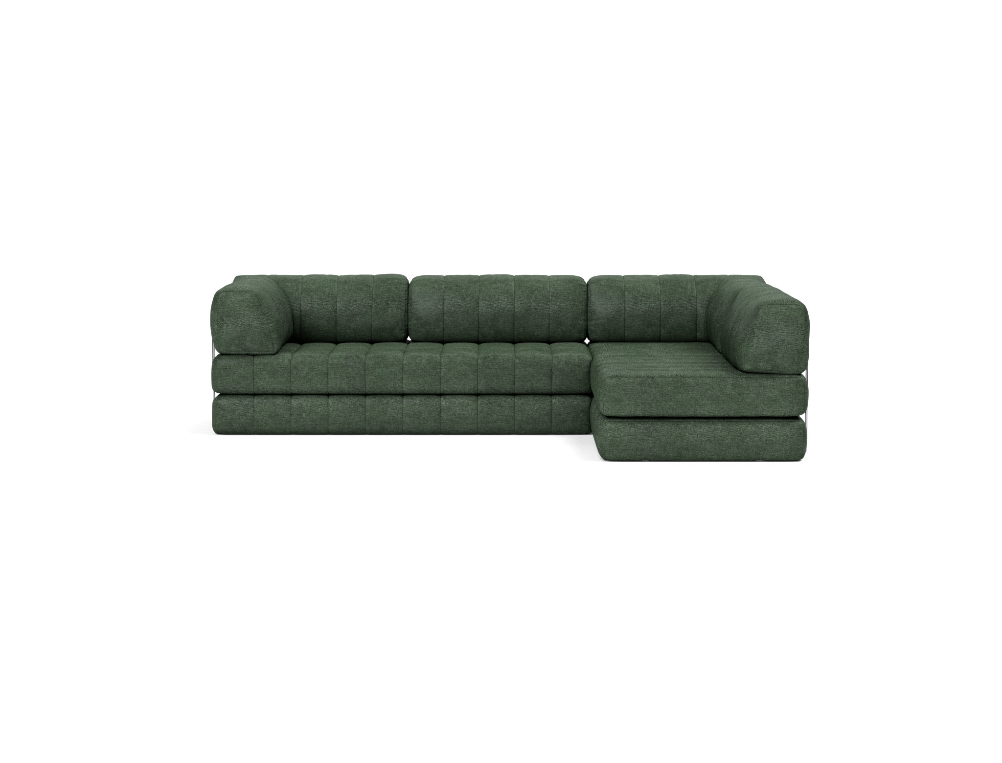 Eck-Schlafsofa CozyPad L-Form mit Armlehne Flachgewebe Avella 281-Pine-Green