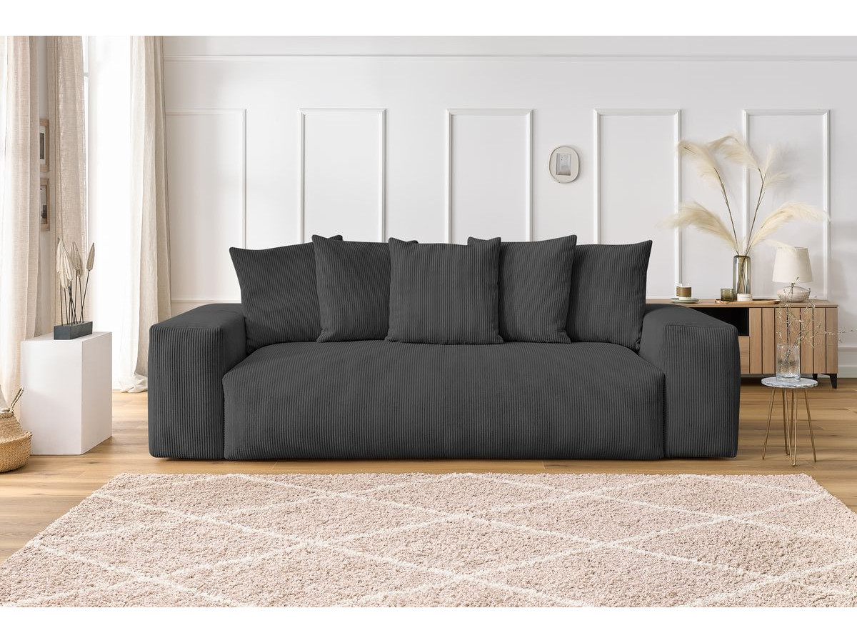 Bobochic Voltaire Sofa 3-Sitzer 280 × 124 cm Cordsamt Dunkelgrau
