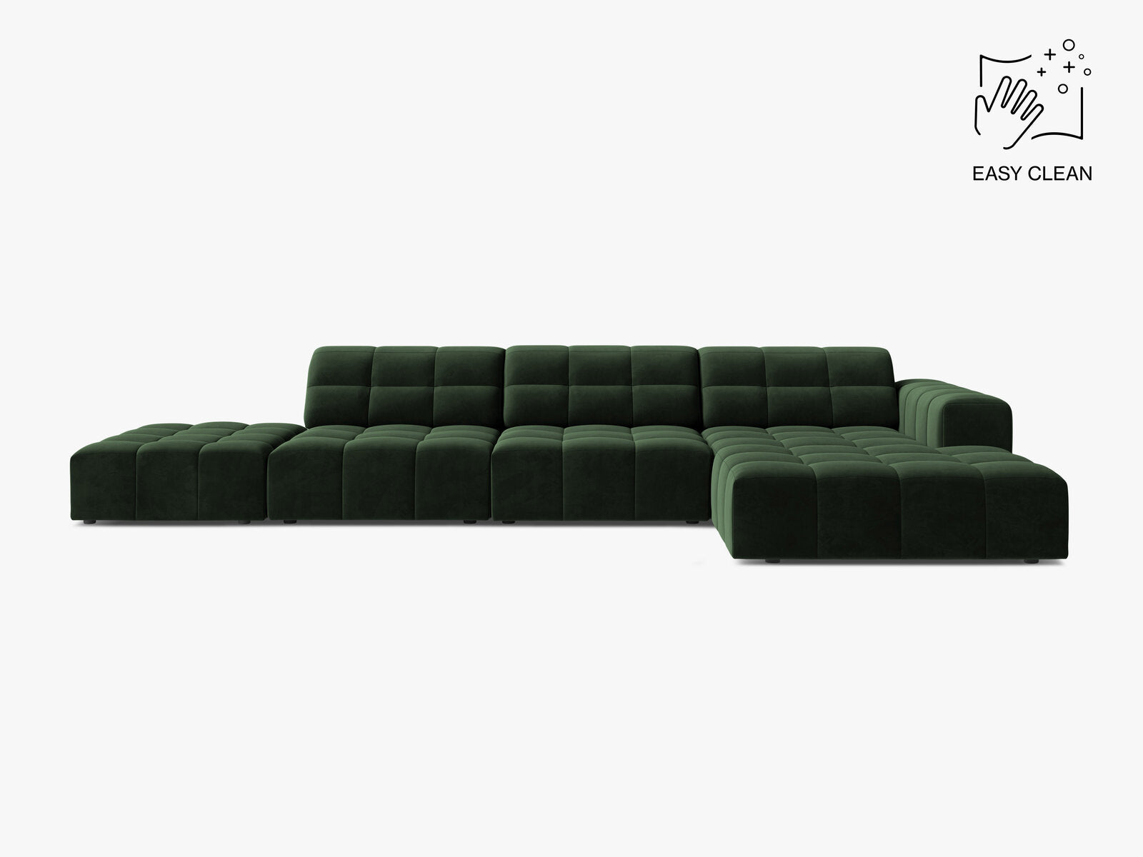 Micadoni Ecksofa Jennifer 5-Sitzer Samt Venus Flaschengrün Rechts