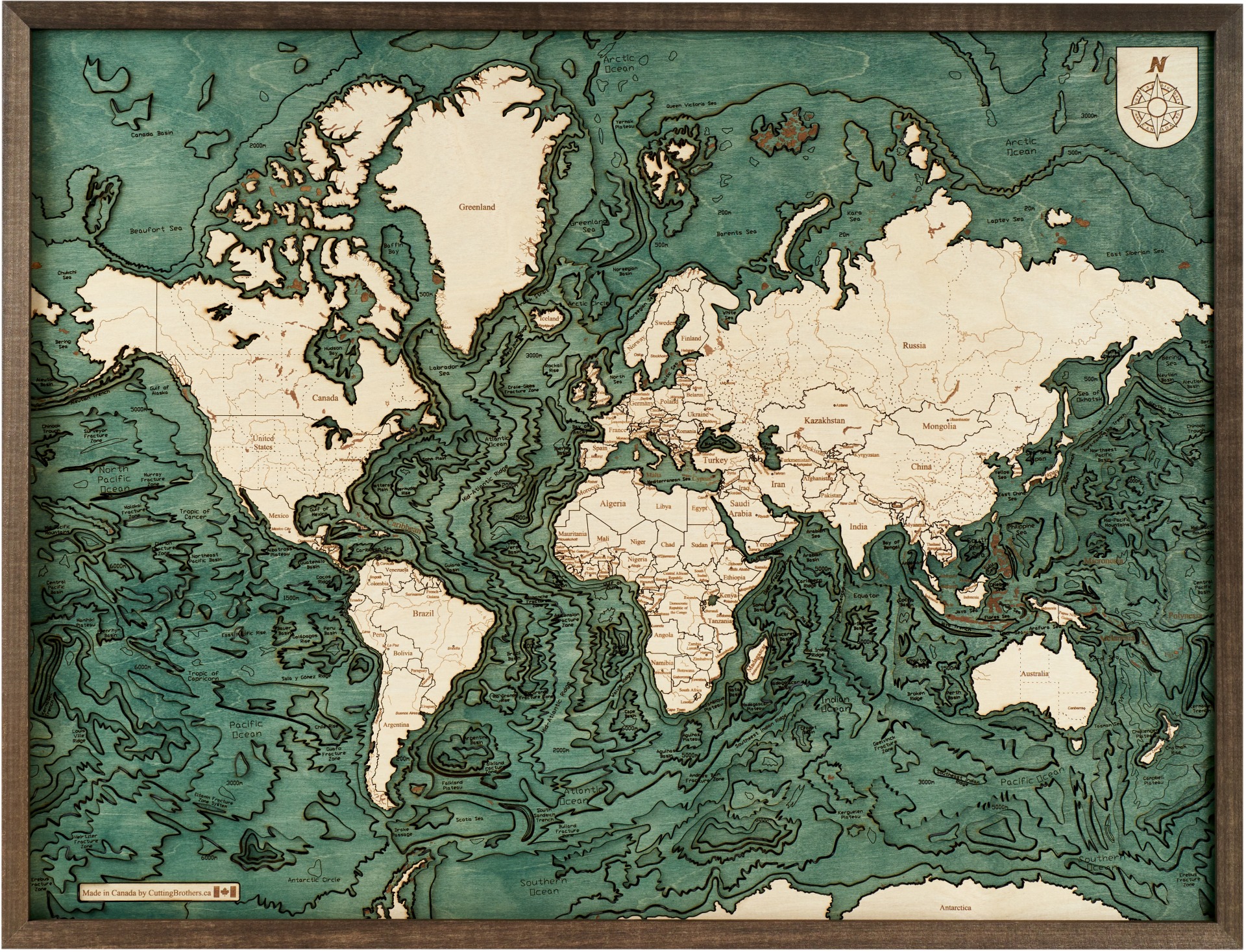 Cutting Brothers 3D Holz-Wandkarte Weltkarte World map 81 x 61 moebelfaktor