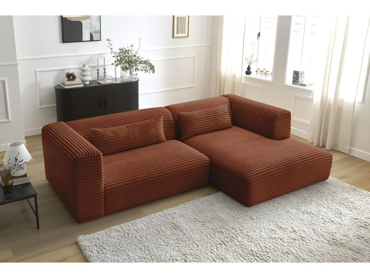 Bobochic Harry Ecksofa Breitcord weich Orange Ecke rechts