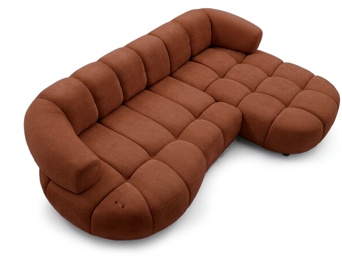 Bobochic Lovely Ecksofa mit Schlaffunktion Stoff Orange Ecke rechts