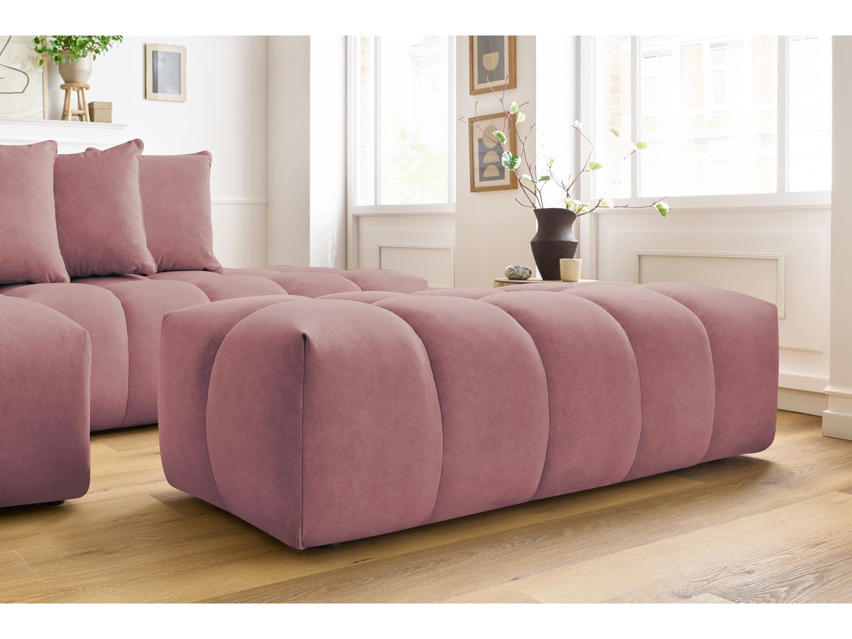 Bobochic Mont-blanc Ecksofa mit Pouf Samt Rosa Ecke links