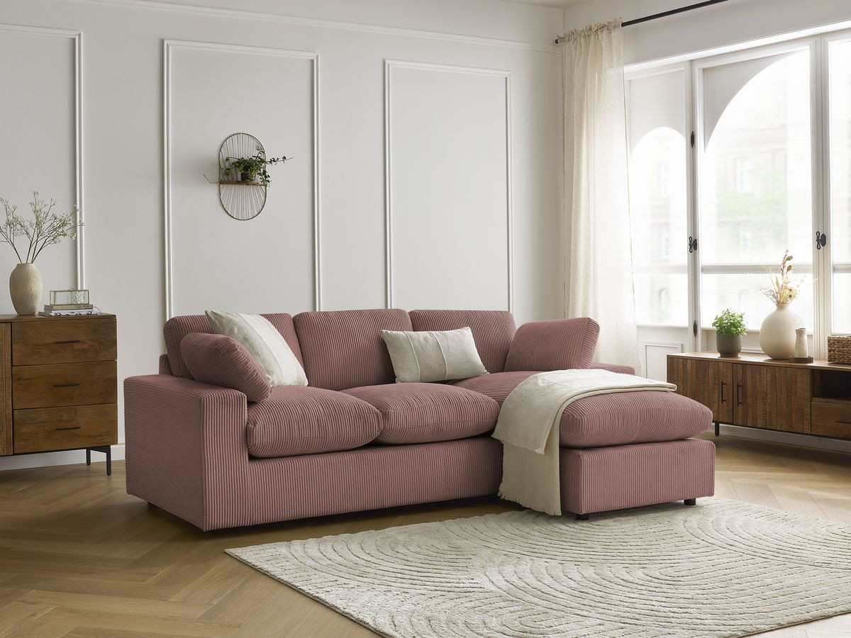 Bobochic Belair Ecksofa 220 × 139 cm Cordsamt Rosa
