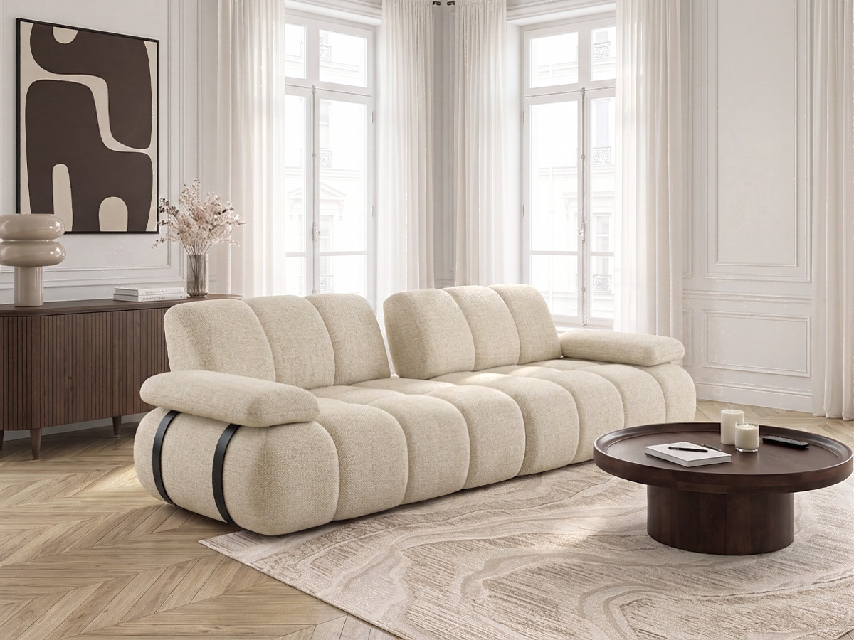 Bobochic Rivoli Sofa 4-Sitzer Melange-Stoff Beige