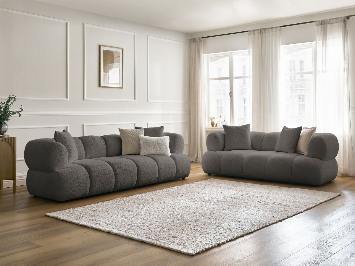 Bobochic Pamira Sofa 5-Sitzer Bouclé-Stoff Braun
