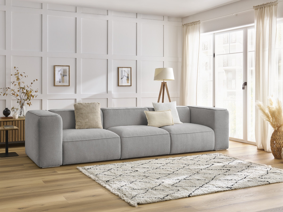 Bobochic Zephyr Sofa 3-Sitzer Strukturstoff Hellgrau