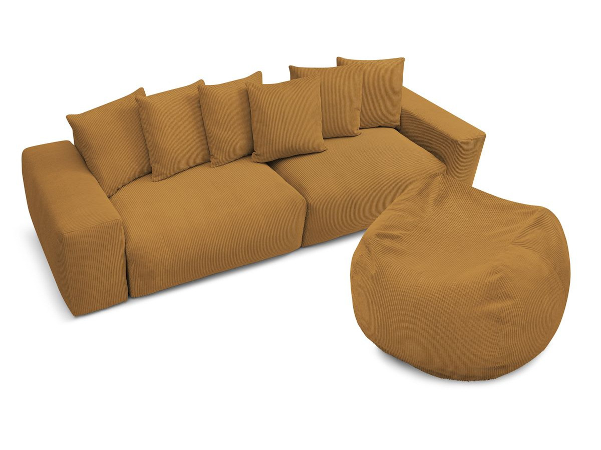 Bobochic Voltaire Sofa 5-Sitzer mit Pouf Cordsamt Gelb
