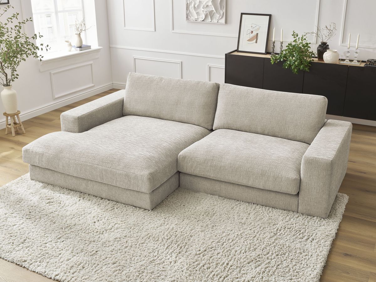 Bobochic Leonard Ecksofa 234 × 159 cm Strukturstoff Beige Ecke links