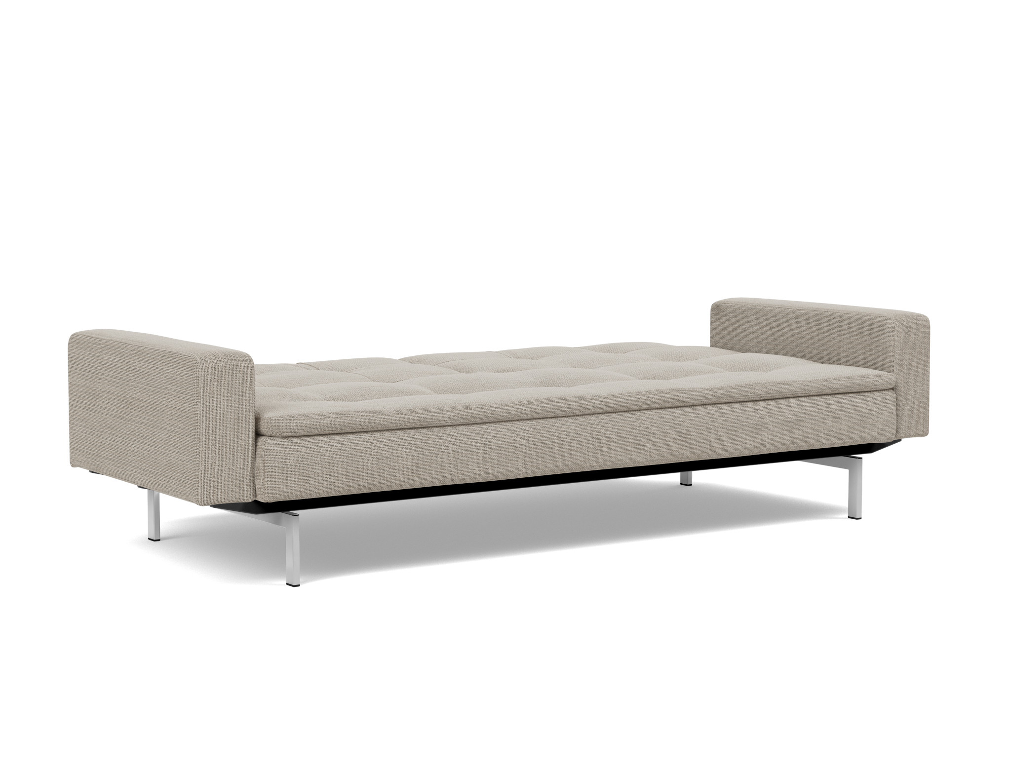 Schlafsofa Dublexo mit Armlehnen Strukturierter Stoff Kenya 579-Gravel Beine Chrom