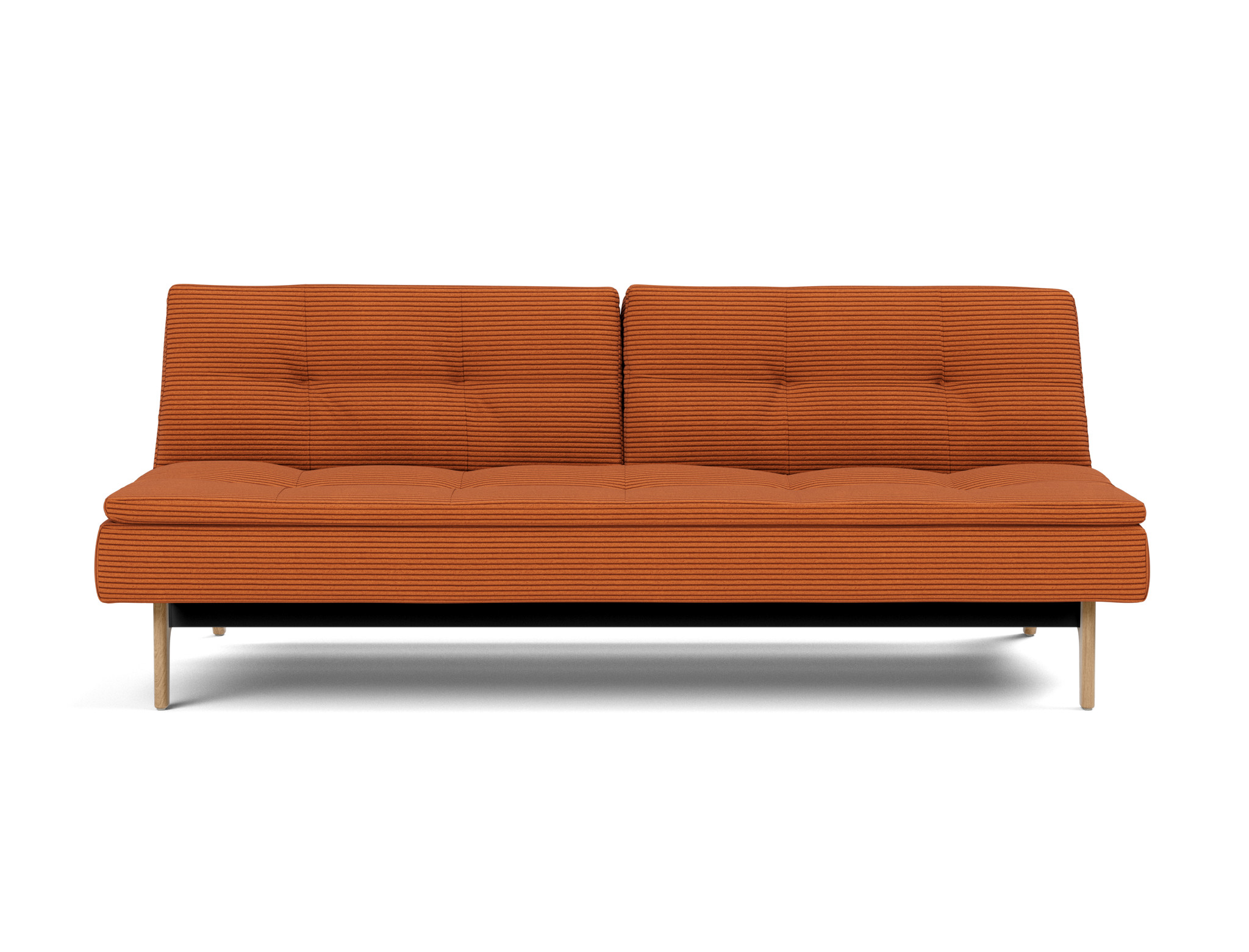 Schlafsofa Dublexo Kord Corduroy 595-Burnt-Orange Beine Eiche