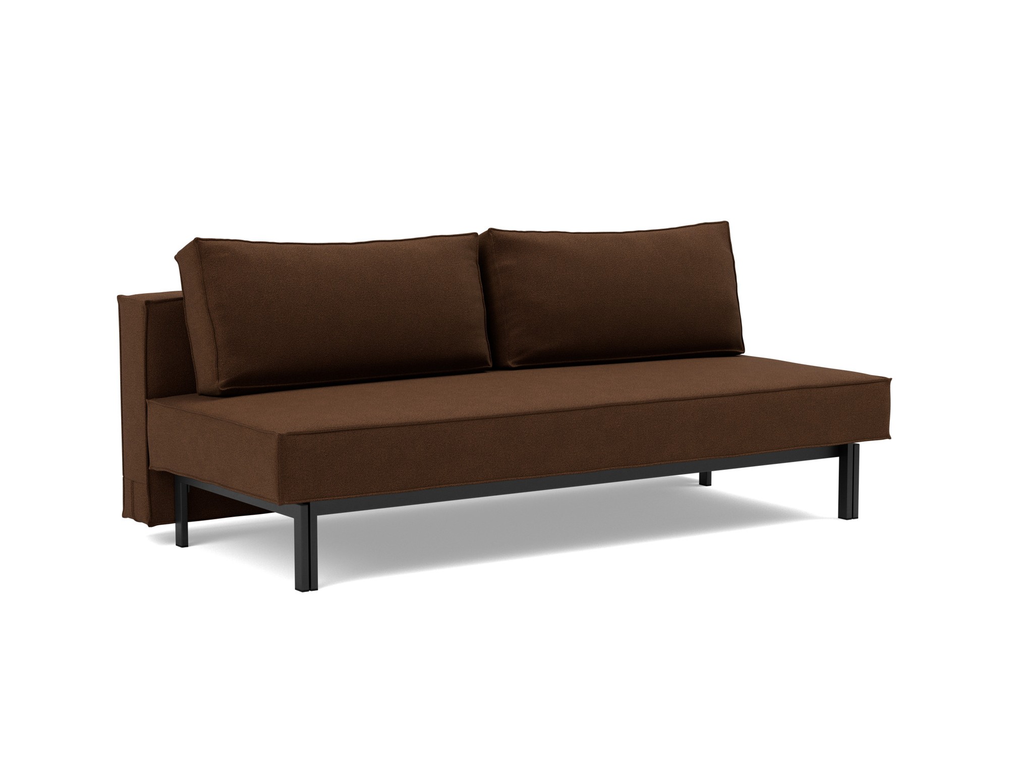 Schlafsofa Sly Strukturierter Stoff Taura 359-Cappuccino Beine Schwarzes Metall