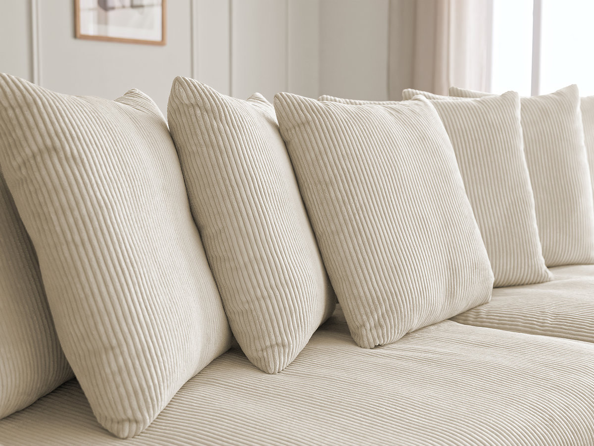 Bobochic Enore Ecksofa 330 × 157 cm Cordsamt Beige Ecke rechts
