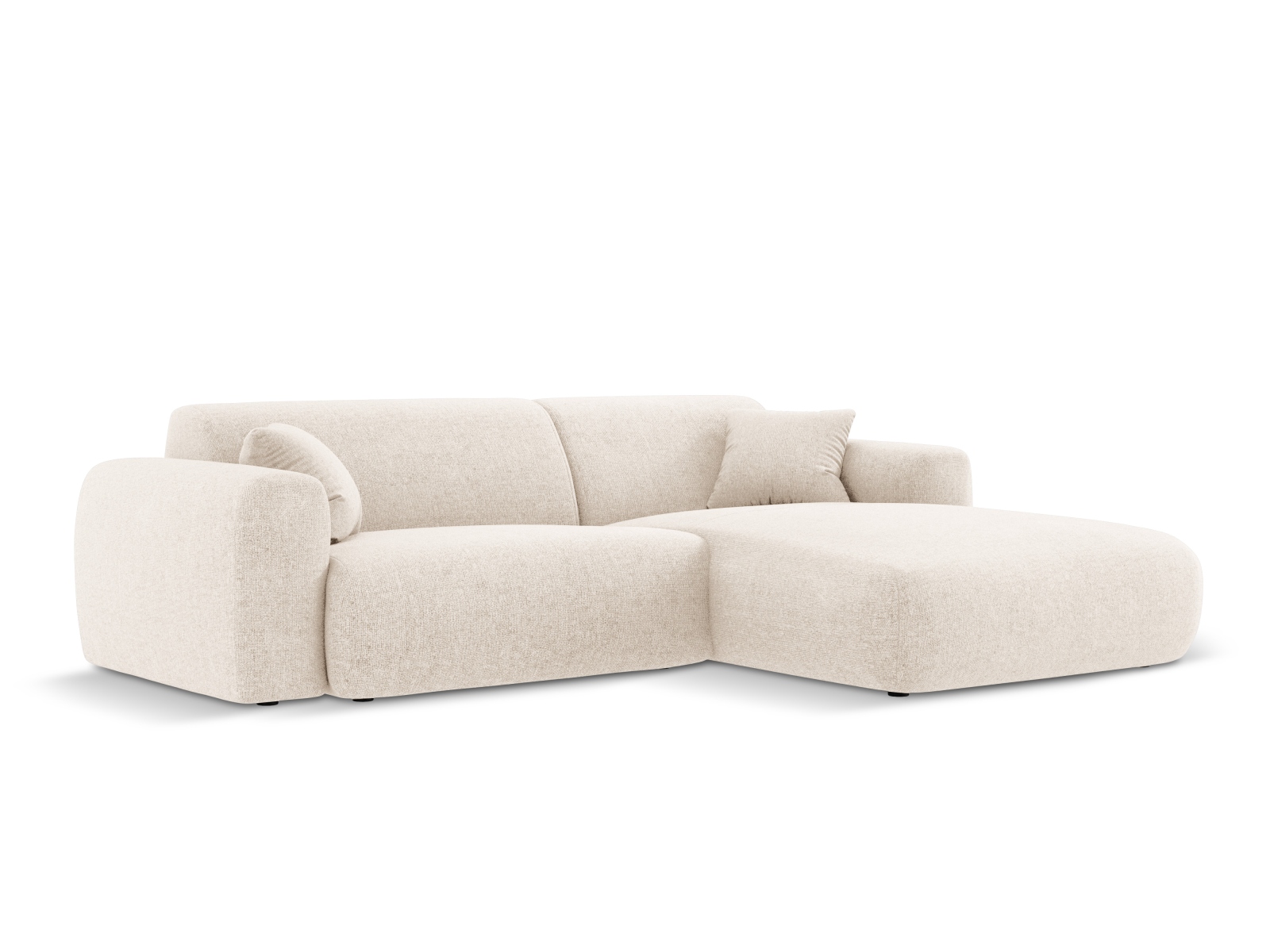 Cosmopolitan Design Ecksofa Nolio 4-Sitzer kleine Version Chenille Haga Helles Beige Rechts