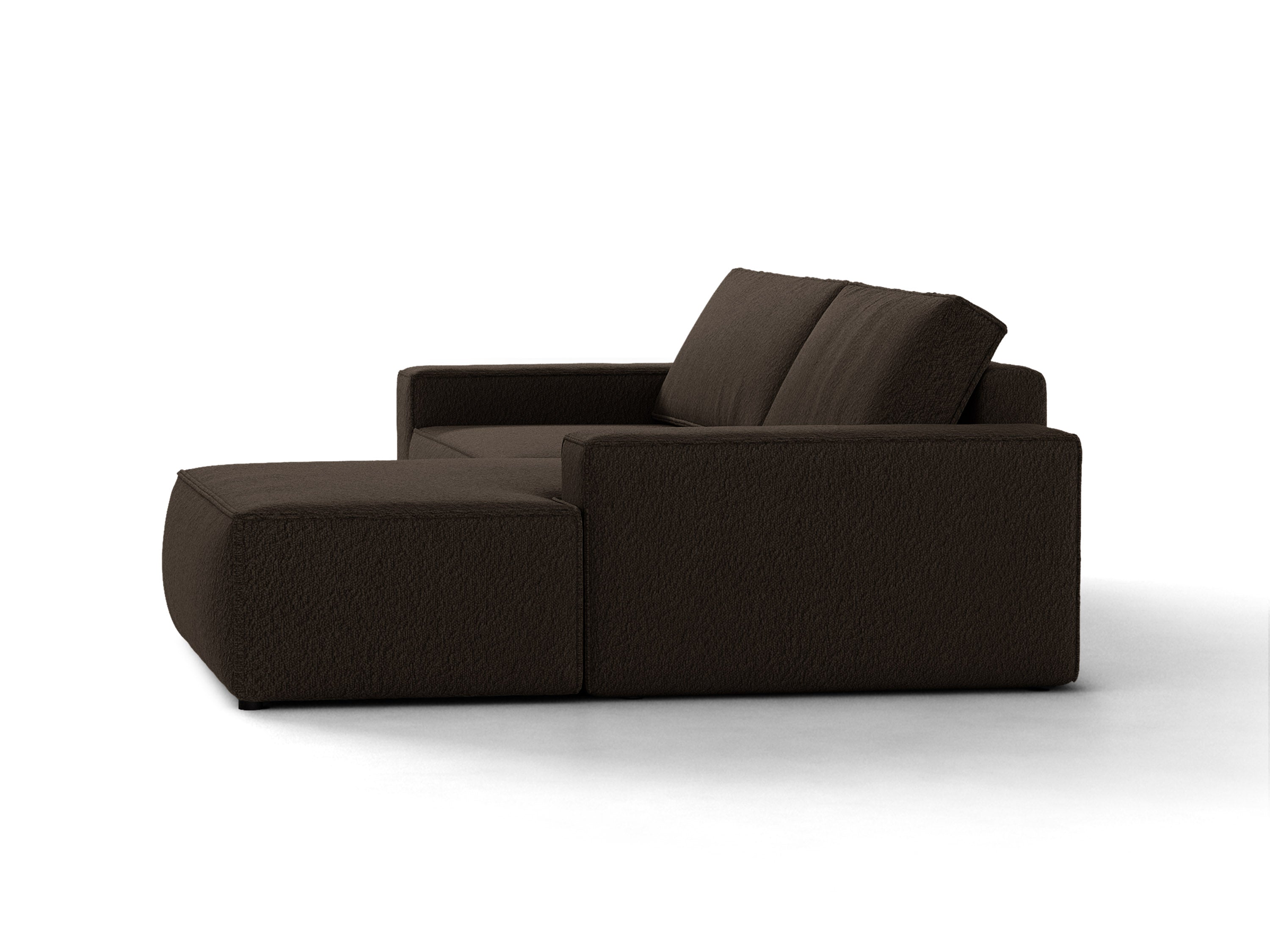 Micadoni Schlaf-Ecksofa Jodie 3-Sitzer Boucle Baloo Braun Rechts