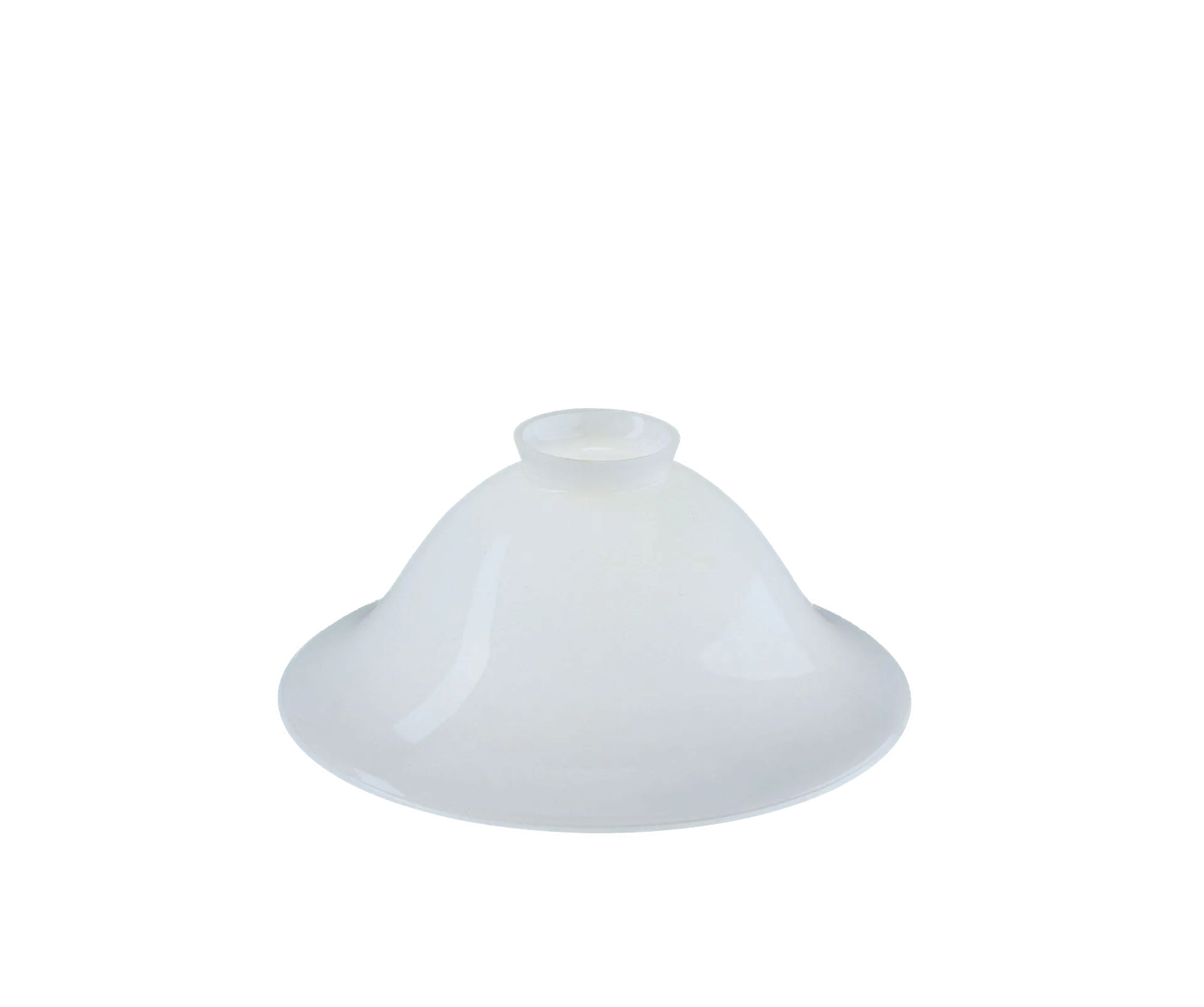 Berliner Messinglampen Glasschirm Nr. 22 Glockenform, Opalglas weiß glänzend