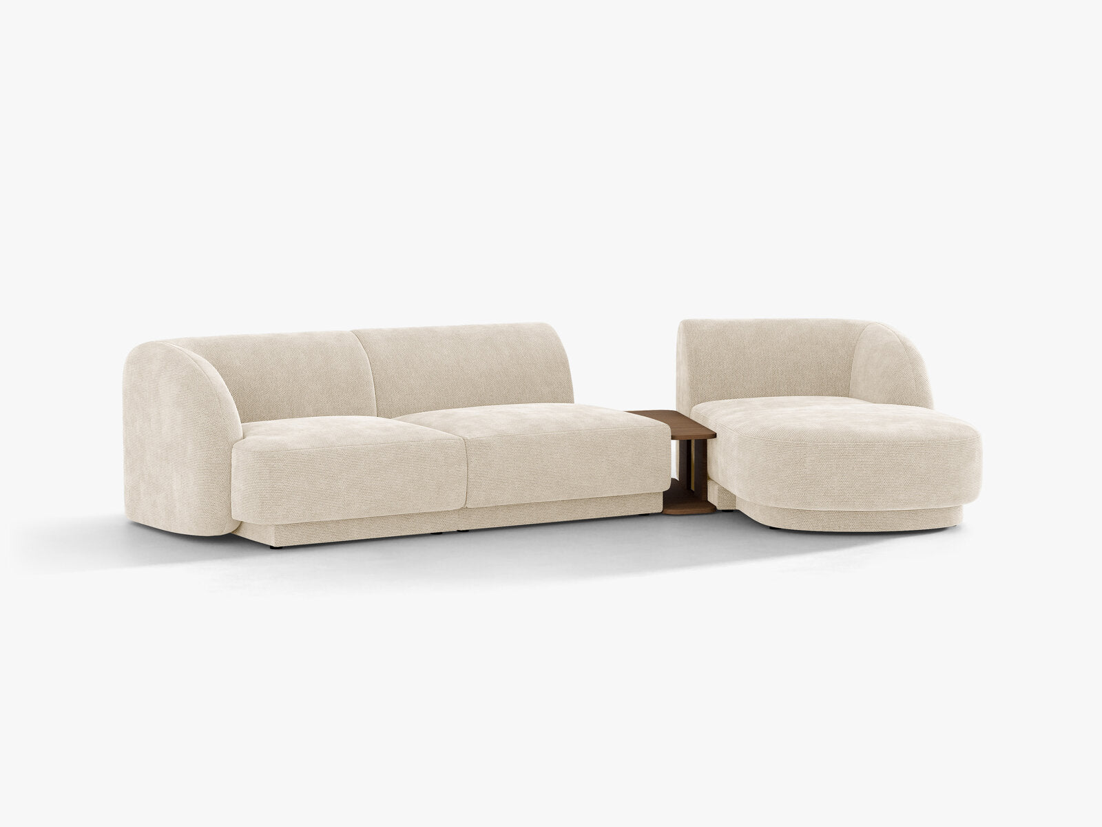 Micadoni Modulares Sofa Miley mit Recamiere 3-Sitzer Rechts Chenille Eden Elfenbein