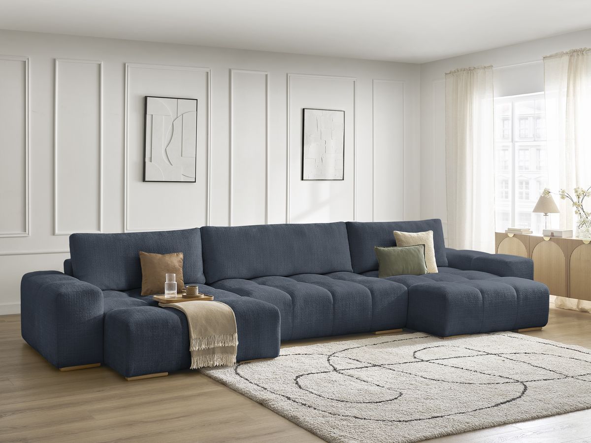 Bobochic Anakin Wohnlandschaft, 3 Kissen Strukturstoff Dunkelblau