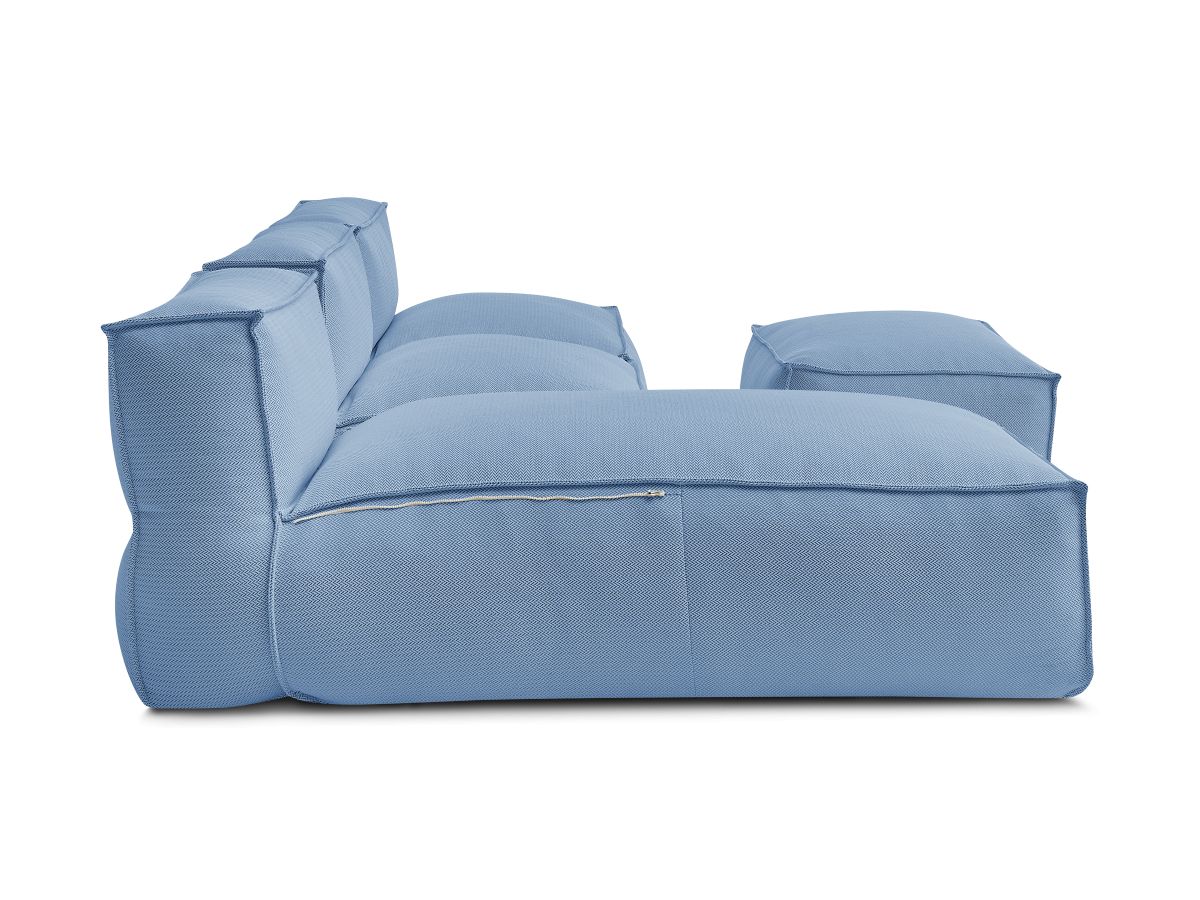 Bobochic Biarritz Gartensofa 4-Sitzer mit Pouf 252 × 168 cm Melange-Stoff Blau