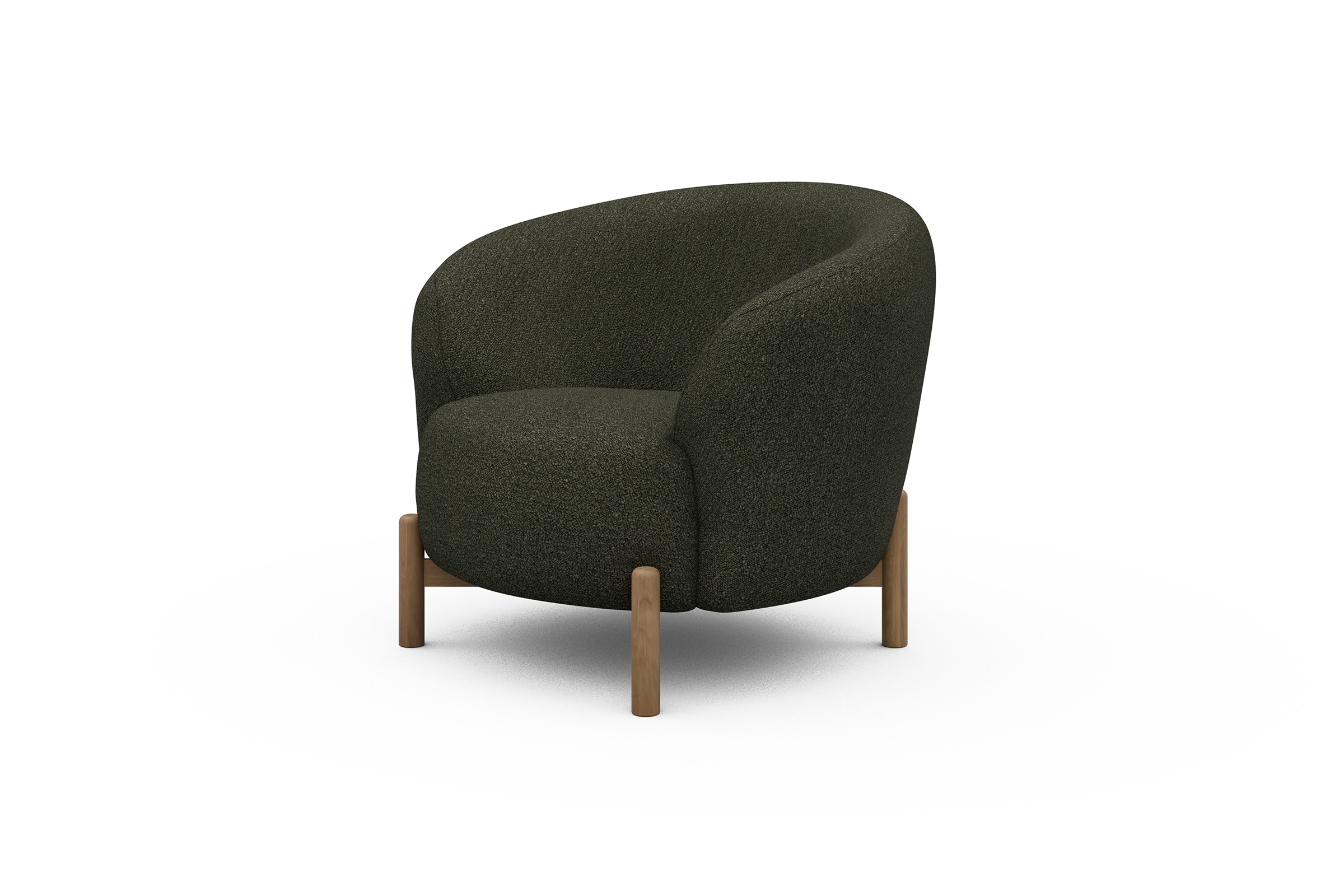 Sessel Ronda Holzbeine Eiche Natur Boucle-Forest-Green