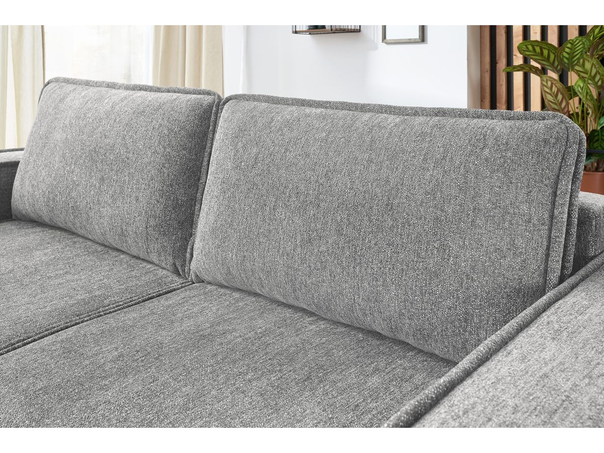 Bobochic Emile Schlafsofa 3-Sitzer mit Bettkasten Melange-Stoff Hellgrau