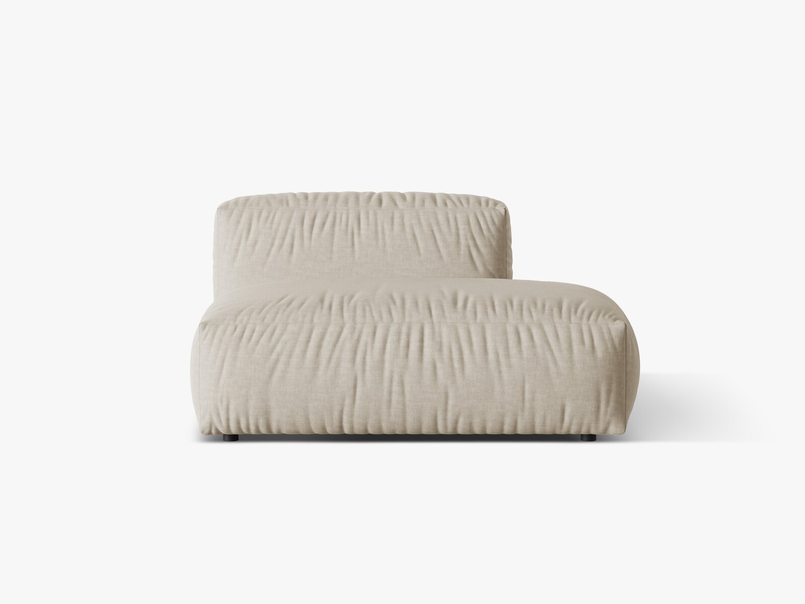 Micadoni Ecksofa-Modul Martina 1-Sitzer Strukturierter Stoff Boston Helles Beige Rechts