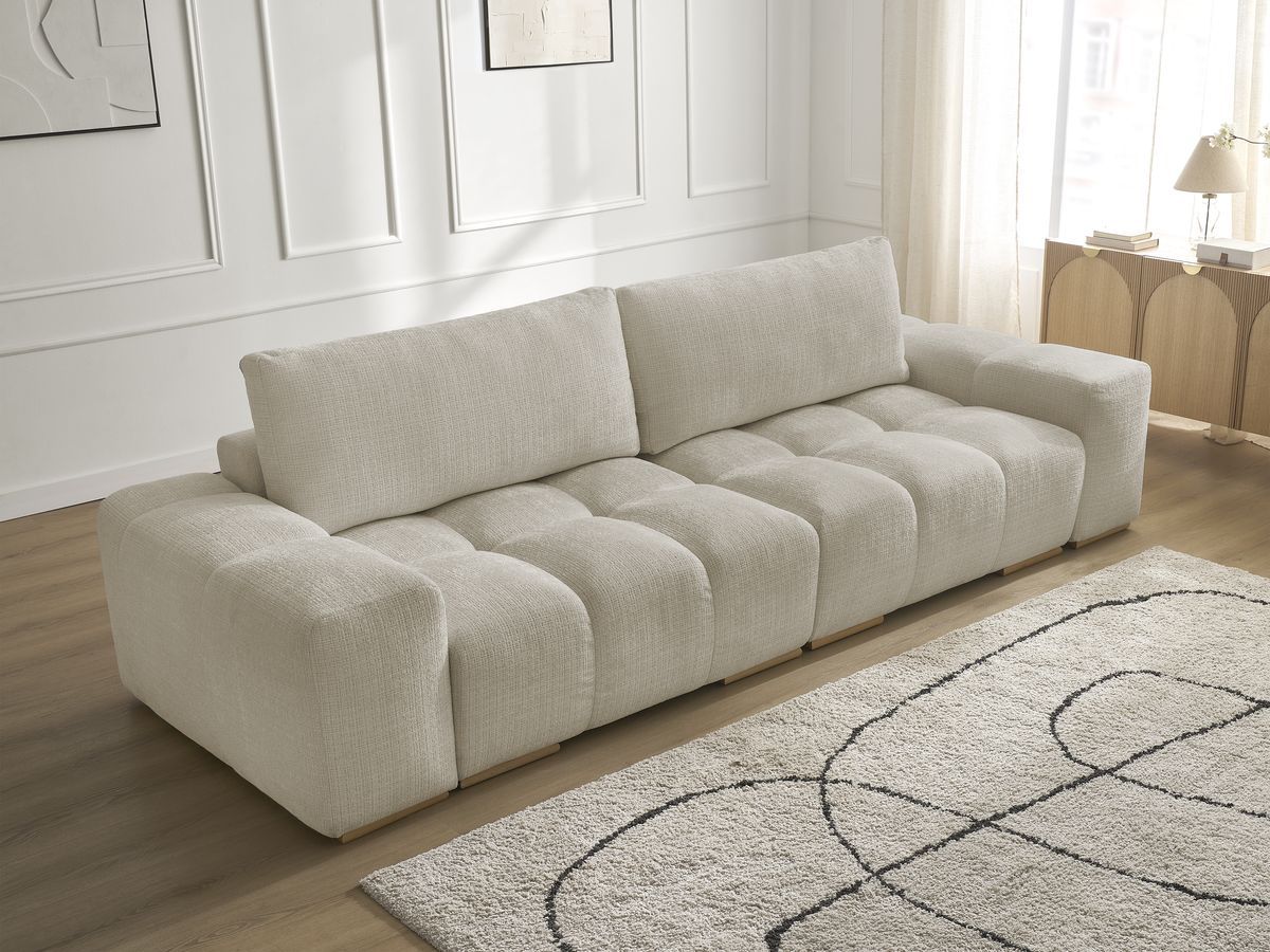 Bobochic Anakin Sofa 3-Sitzer, 2 Kissen Strukturstoff Beige