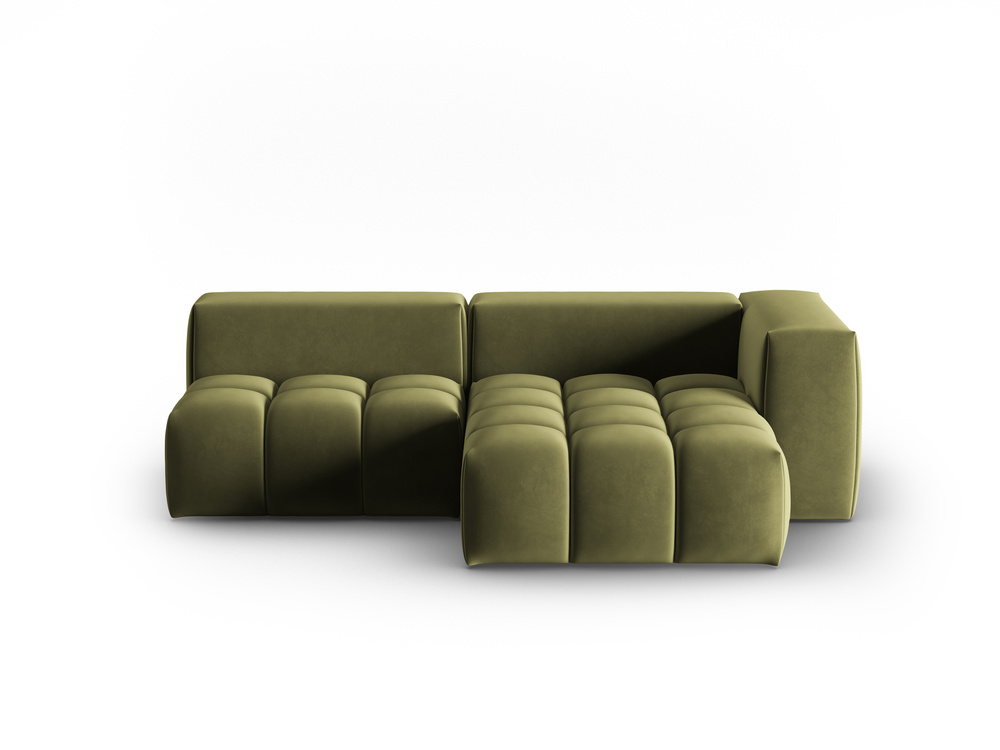 Cosmopolitan Design Ecksofa Verona 3-Sitzer offen Samt Casino Hellgrün Rechts