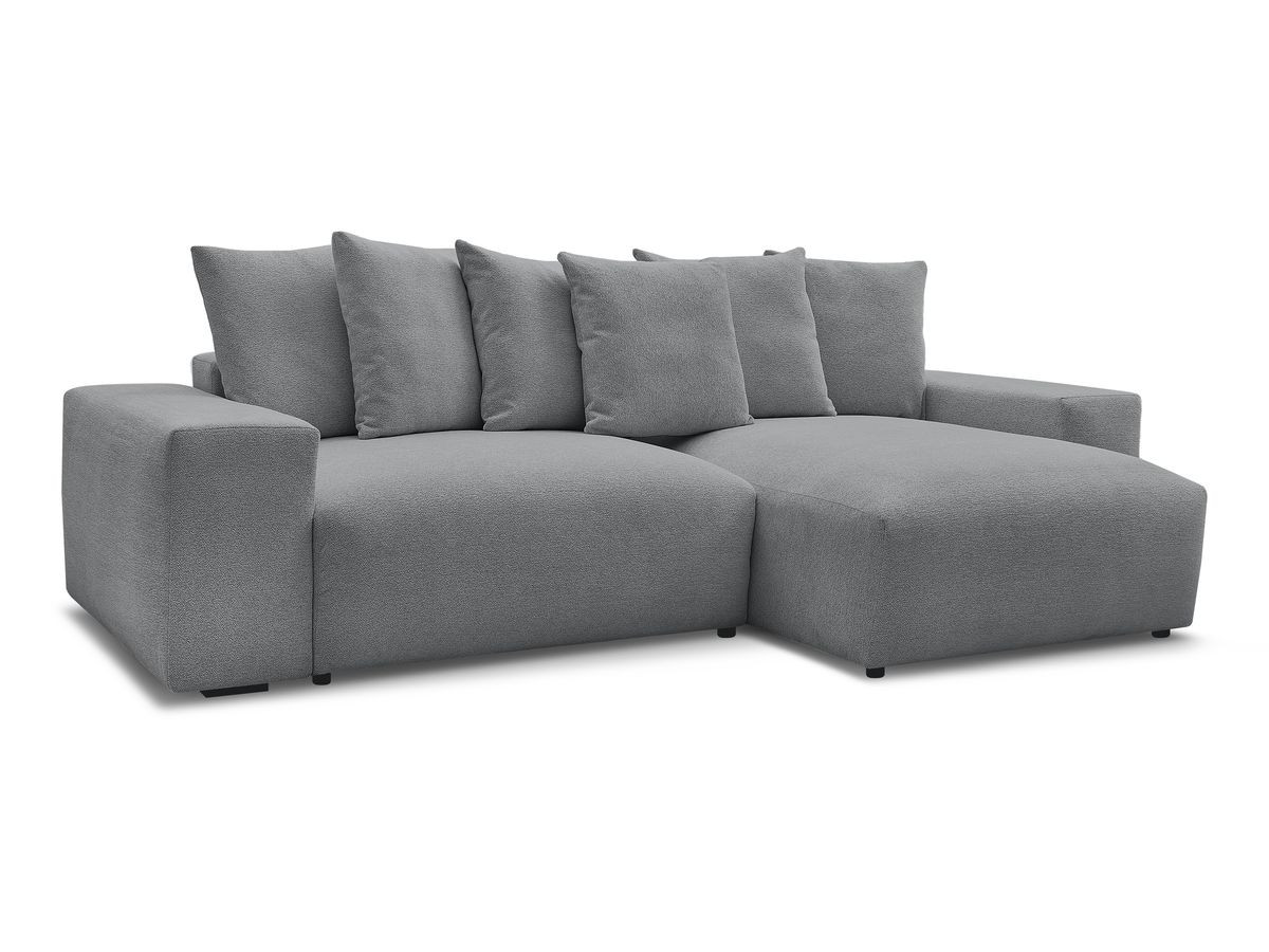 Bobochic Voltaire Ecksofa mit Schlaffunktion und Bettkasten Melange-Stoff Dunkelgrau