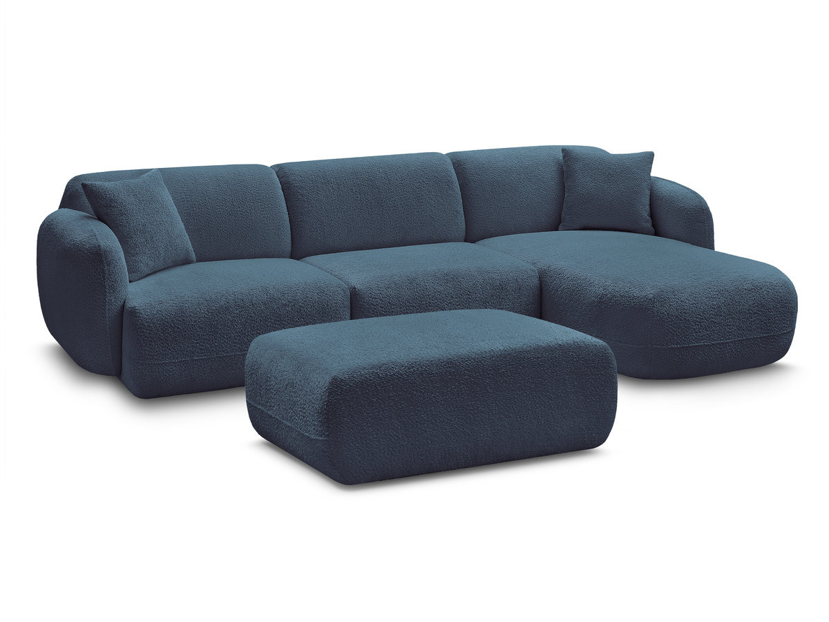 Bobochic Anda Ecksofa mit Pouf 292 × 163 cm Chenille Hellblau Ecke rechts