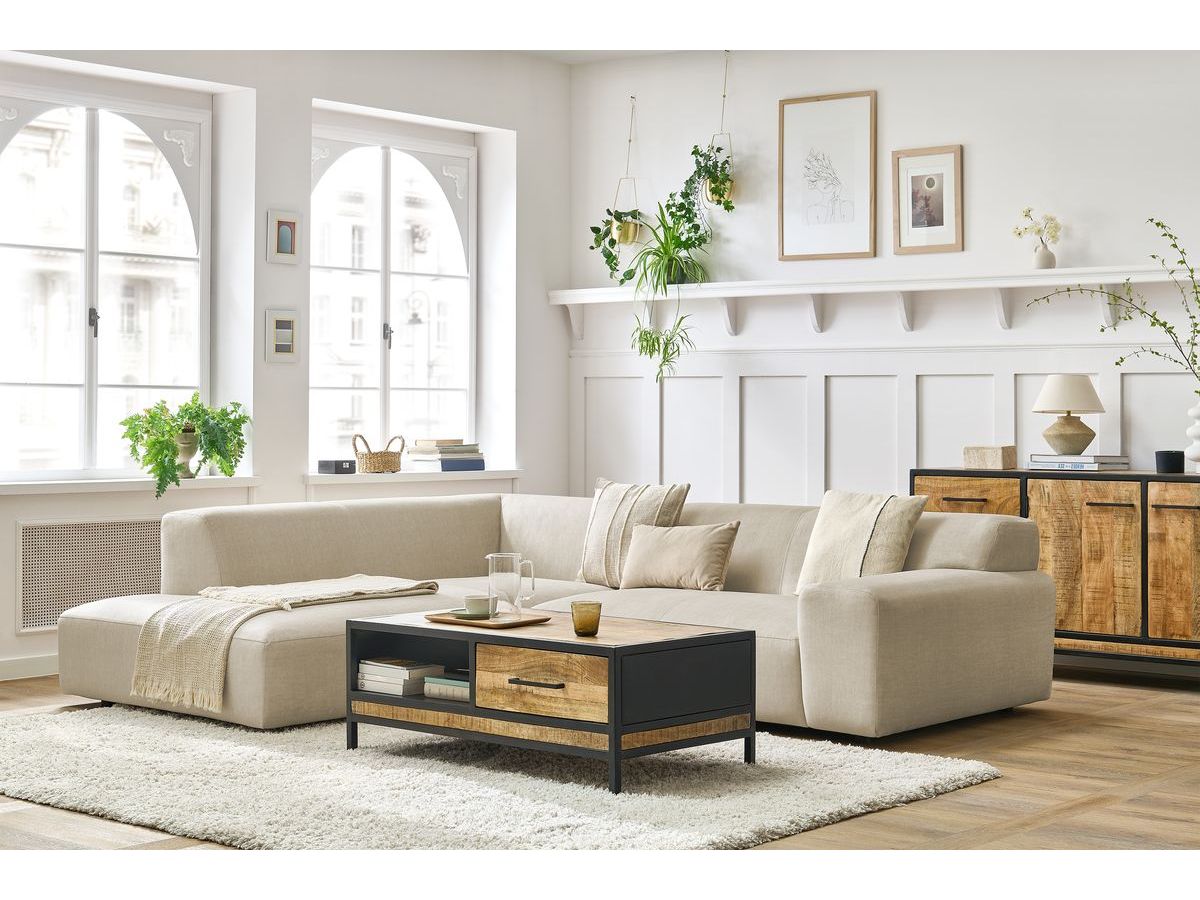 Bobochic Lavena Ecksofa 272 × 220 cm Samt Beige Ecke links
