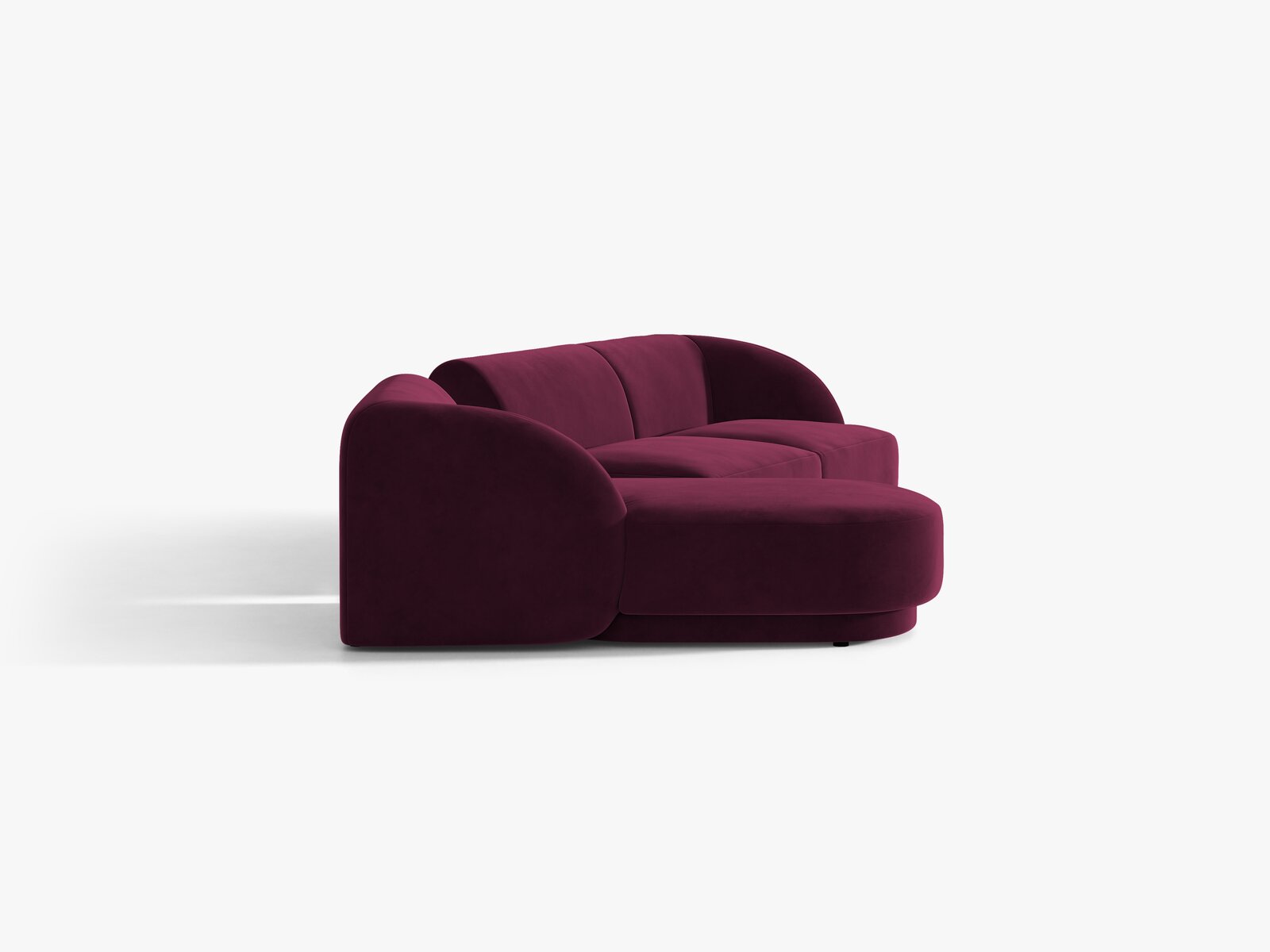 Micadoni Modulares Sofa Miley mit Recamiere 3-Sitzer Links Samt Venus Burgunder