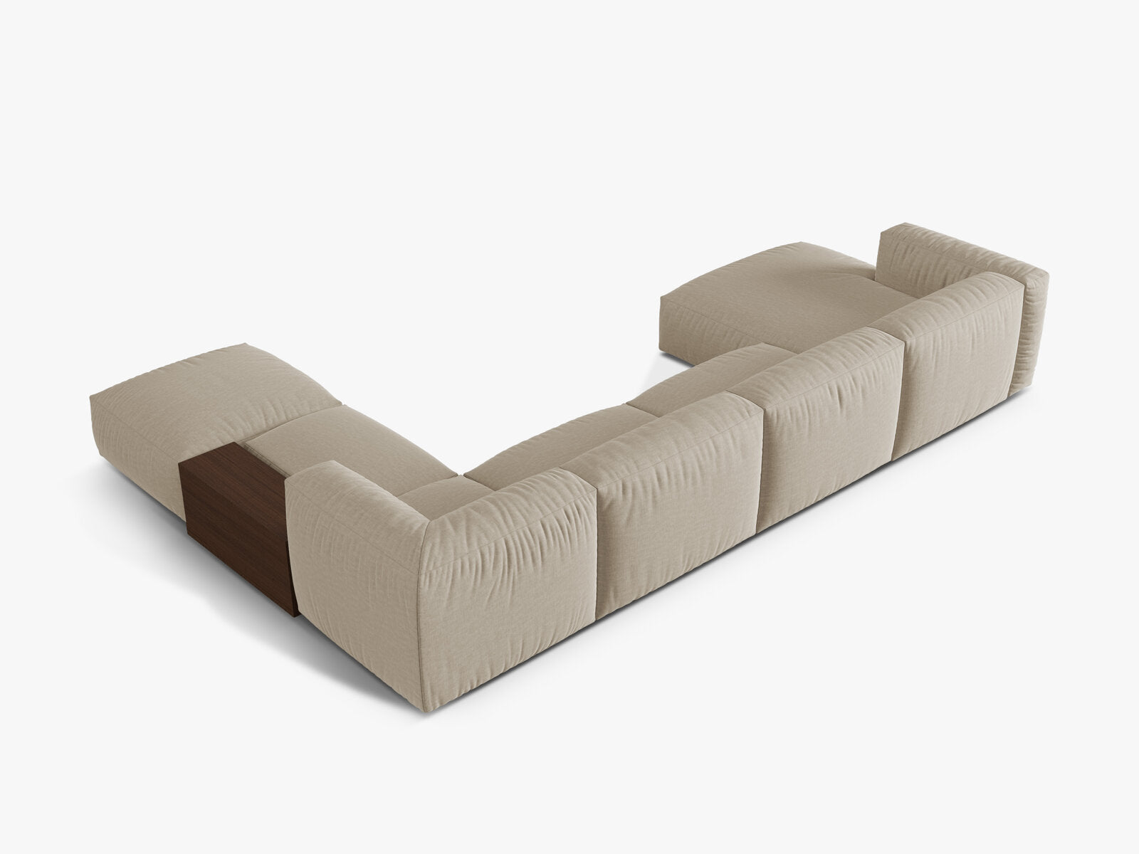 Micadoni Panorama-Ecksofa Martina 5-Sitzer Rechts Strukturierter Stoff Helles Beige