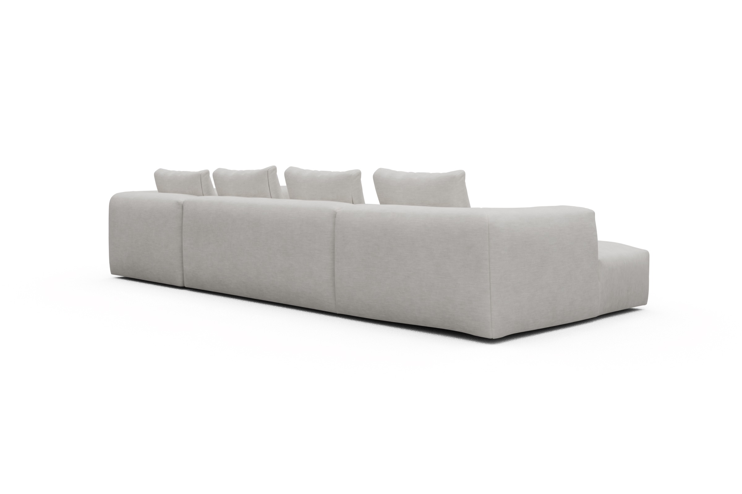 Wohnlandschaft Fred Chaiselongue links mit 2-Sitzer und lange Armlehne rechts Vivus-Dusty-Off-White