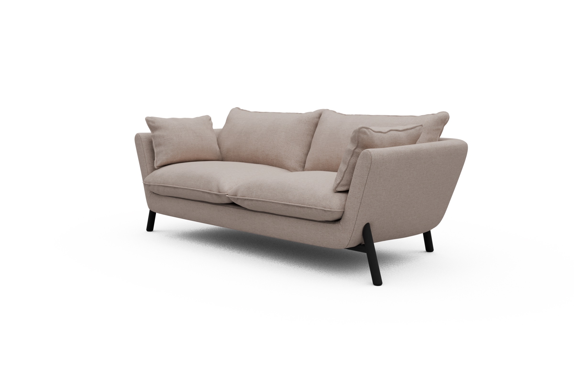 Sofa Emil PREMIUM 2-Sitzer Beinfarbe Eiche Schwarz Weda-Sand