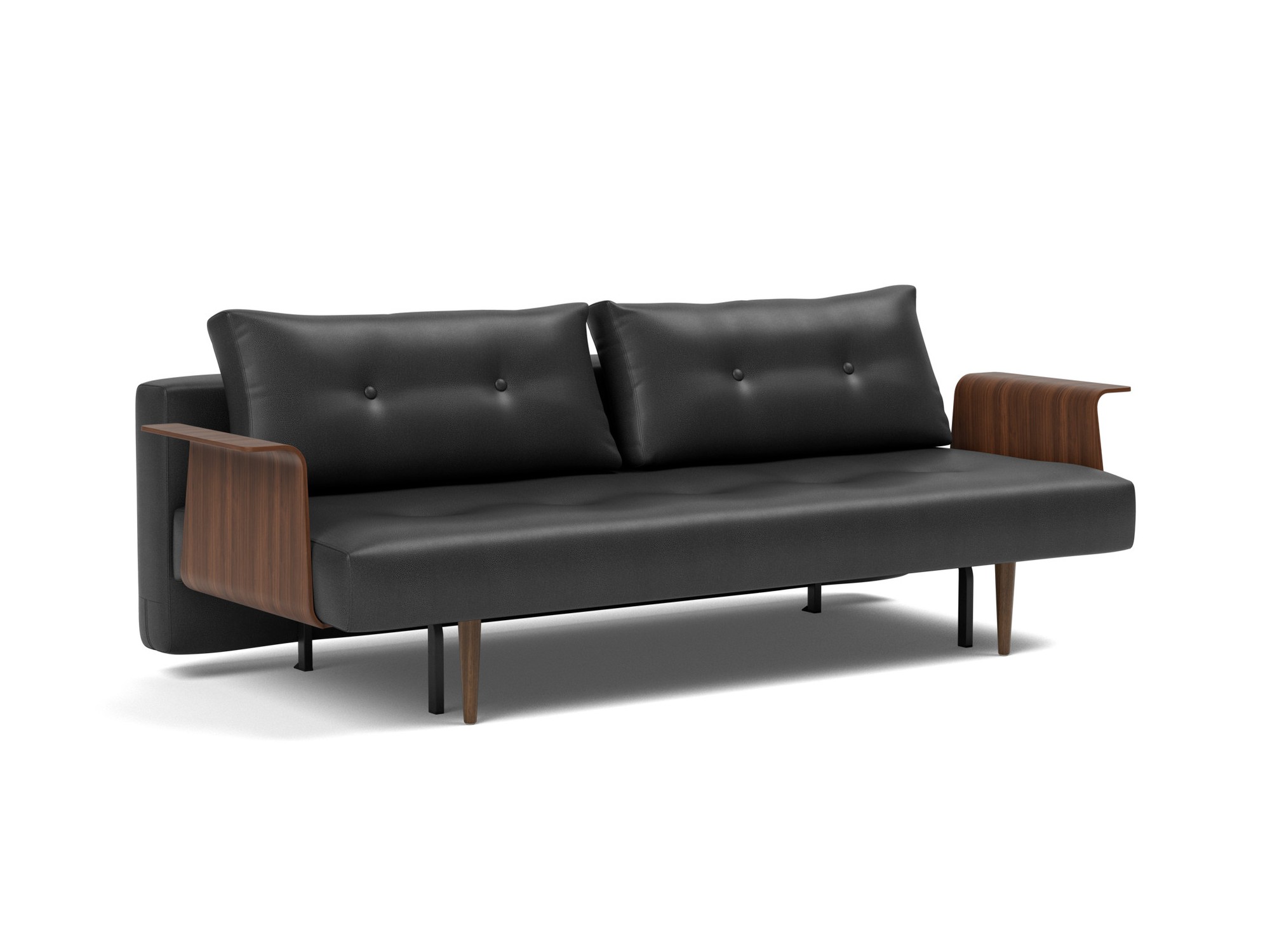 Schlafsofa Recast mit Armlehnen Lederoptik Faunal 550-Black