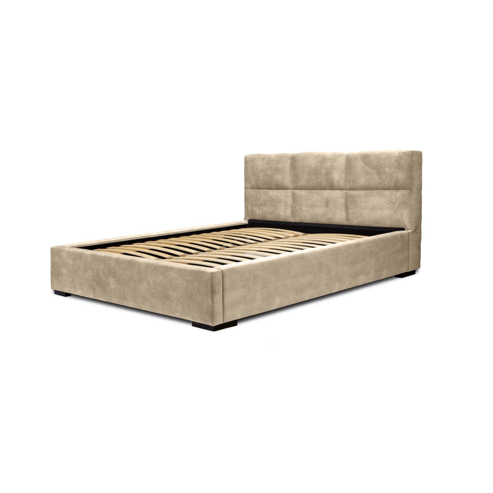 Polsterbett Portoza Samtstoff 180x200 mit Holzrahmen Macau Truffle