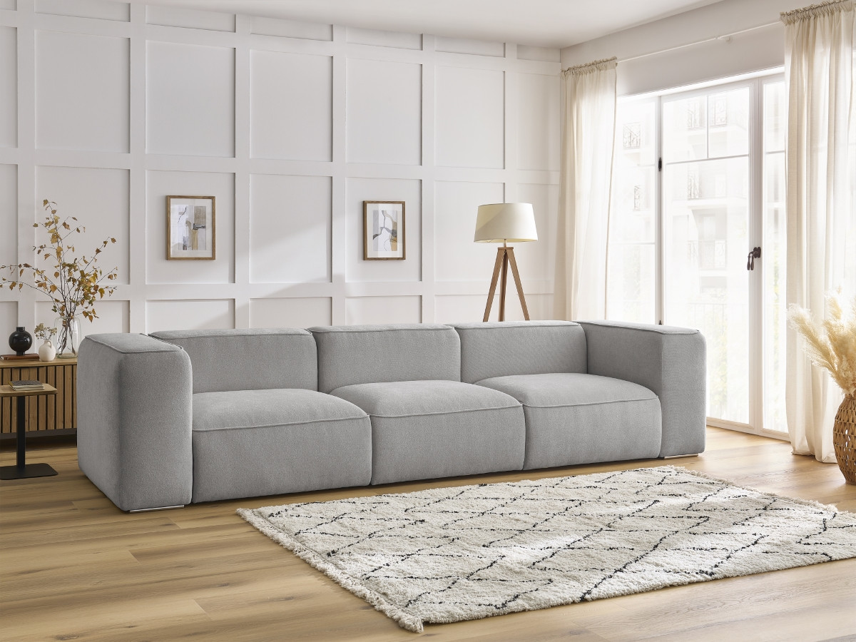 Bobochic Zephyr Sofa 3-Sitzer Strukturstoff Hellgrau