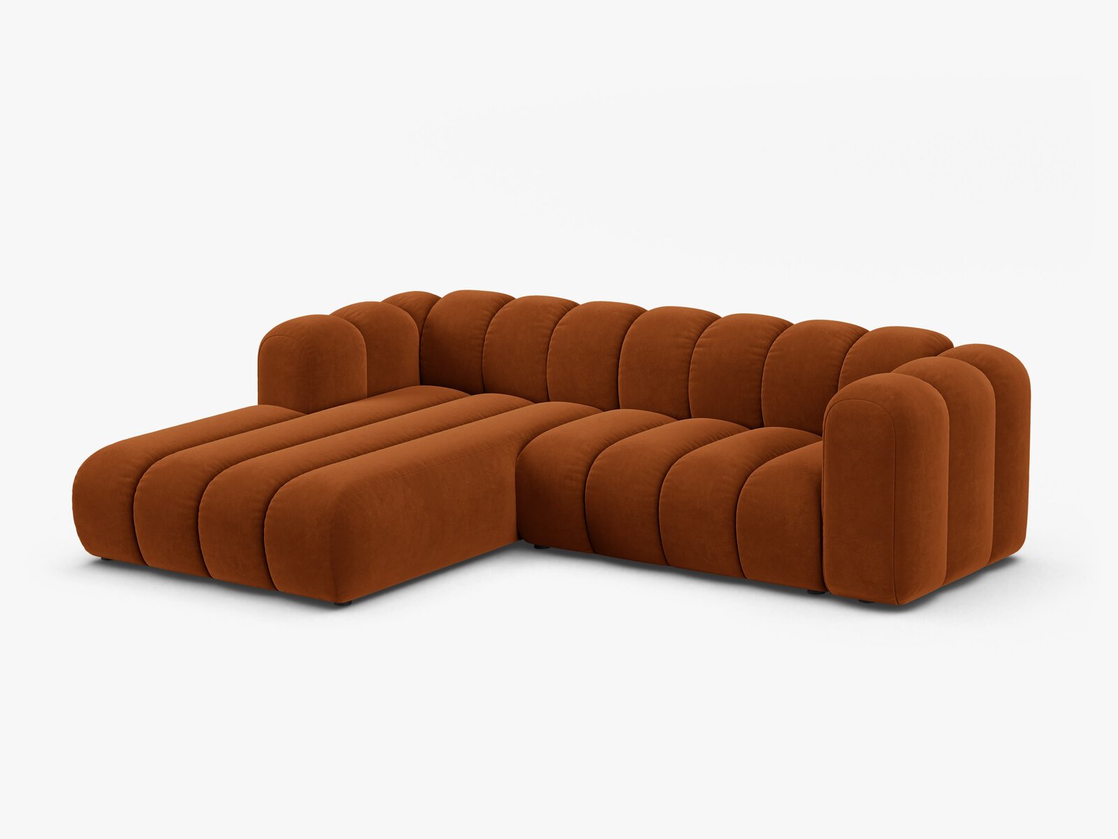 Micadoni Modulares Ecksofa Lupine 4-Sitzer mittelgroß Links Samt Salvador Terrakotta